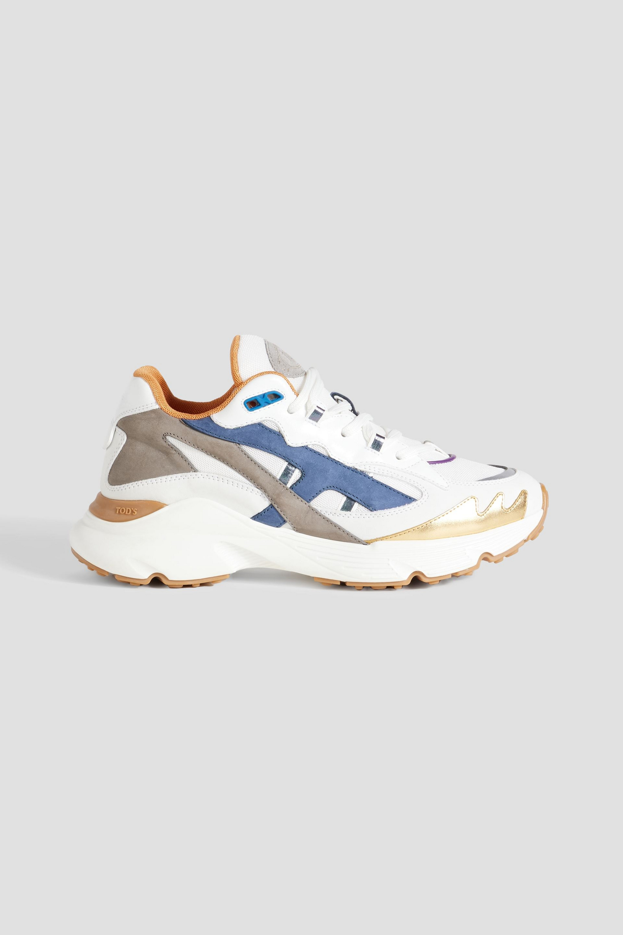 Tod's Mesh, suede and pebbled-leather sneakers