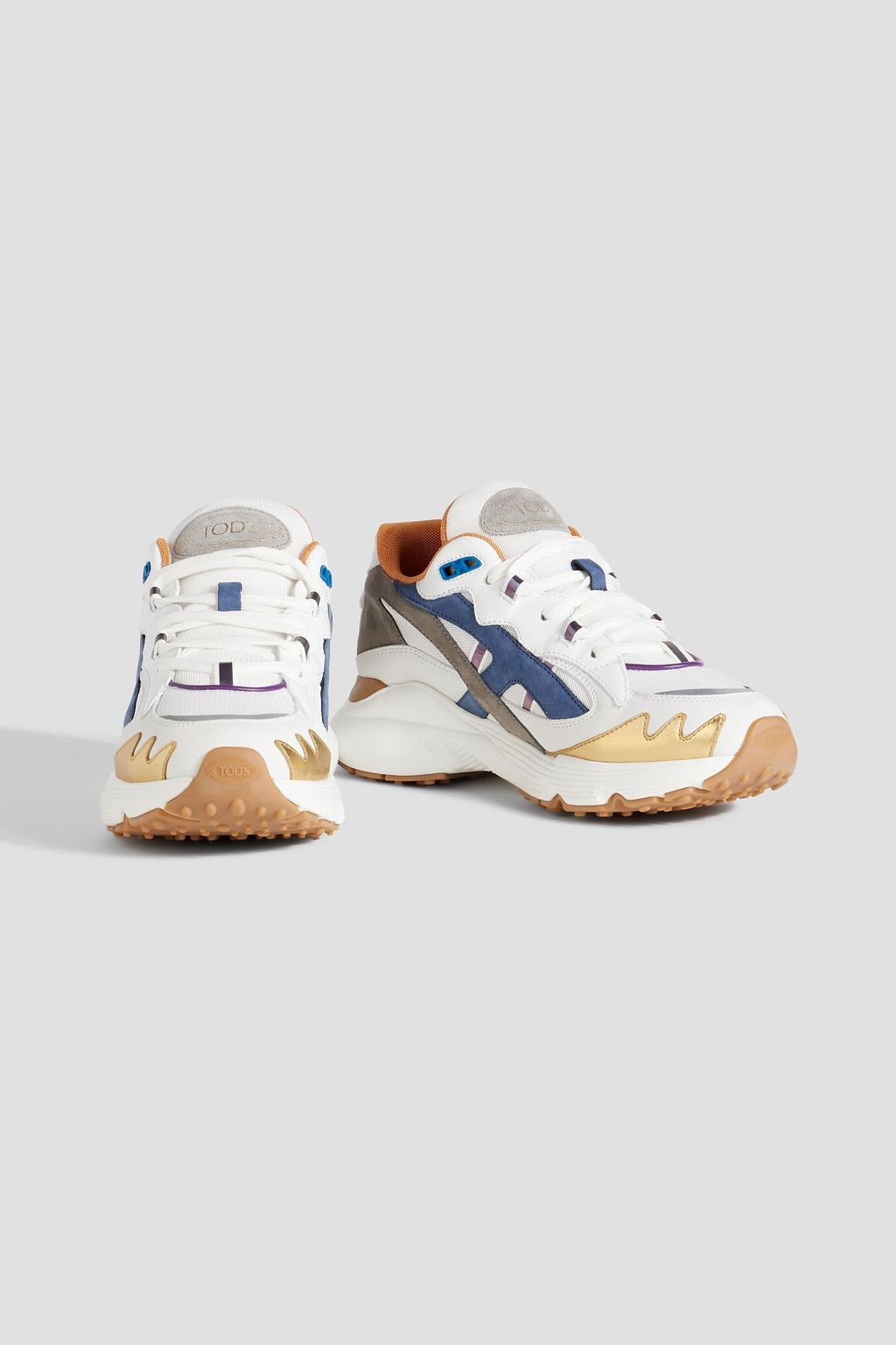 TOD'S Mesh, suede and pebbled-leather sneakers