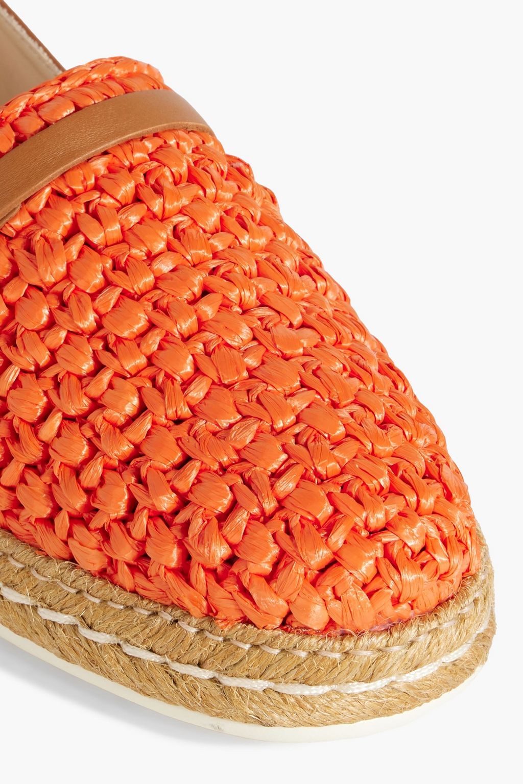 TOD'S Leather and raffia espadrilles