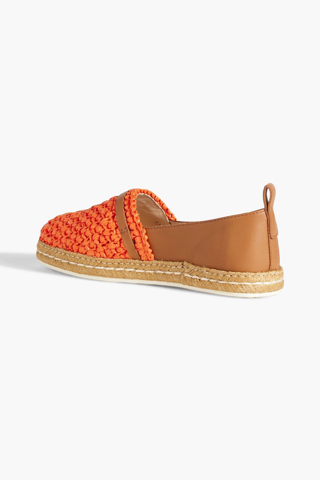 TOD'S Leather and raffia espadrilles