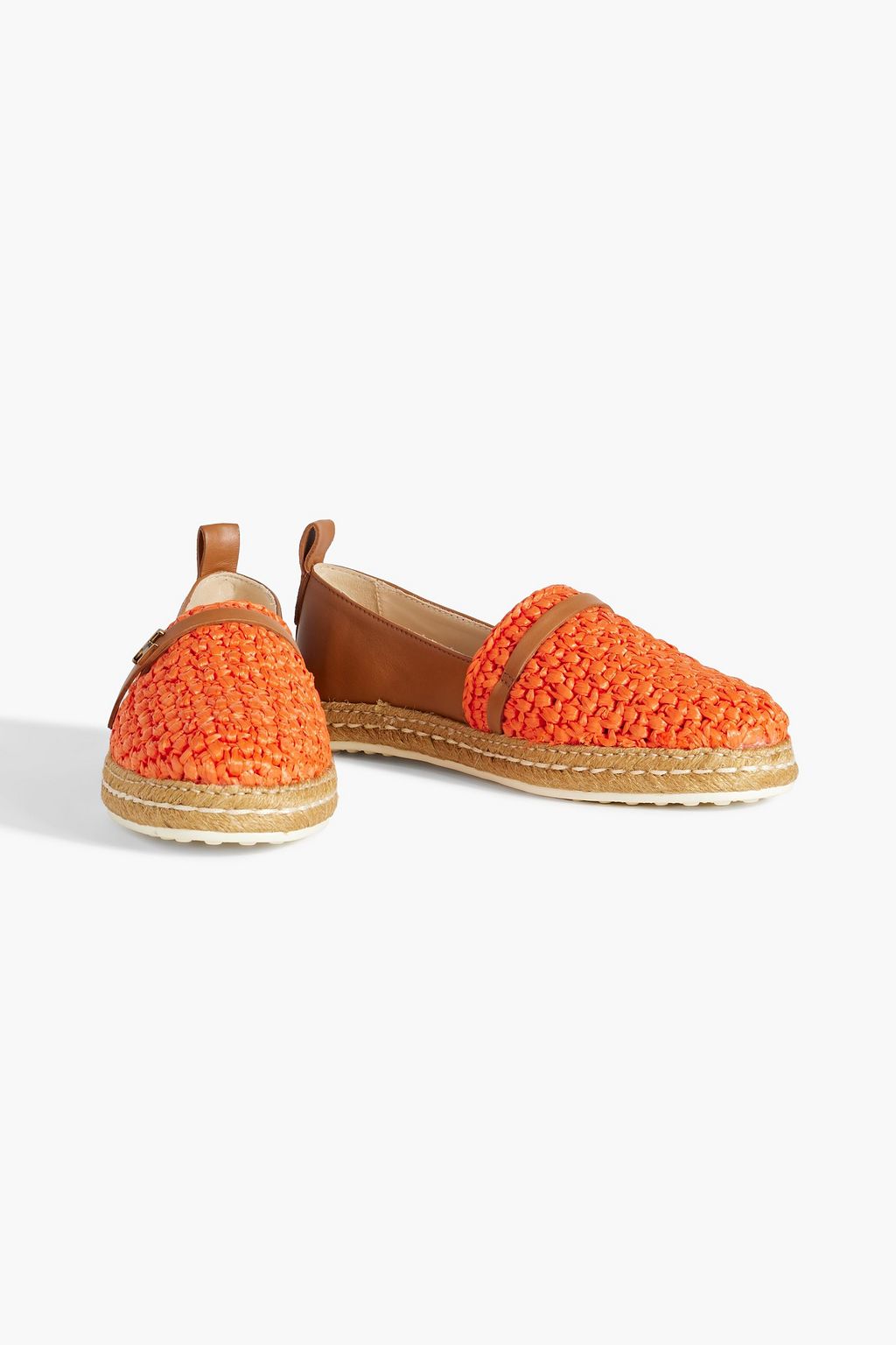TOD'S Leather and raffia espadrilles
