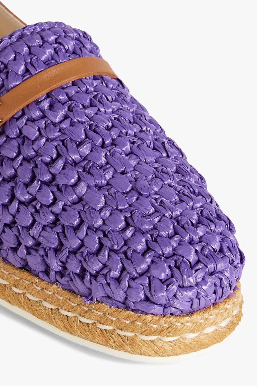 TOD'S Leather and raffia espadrilles