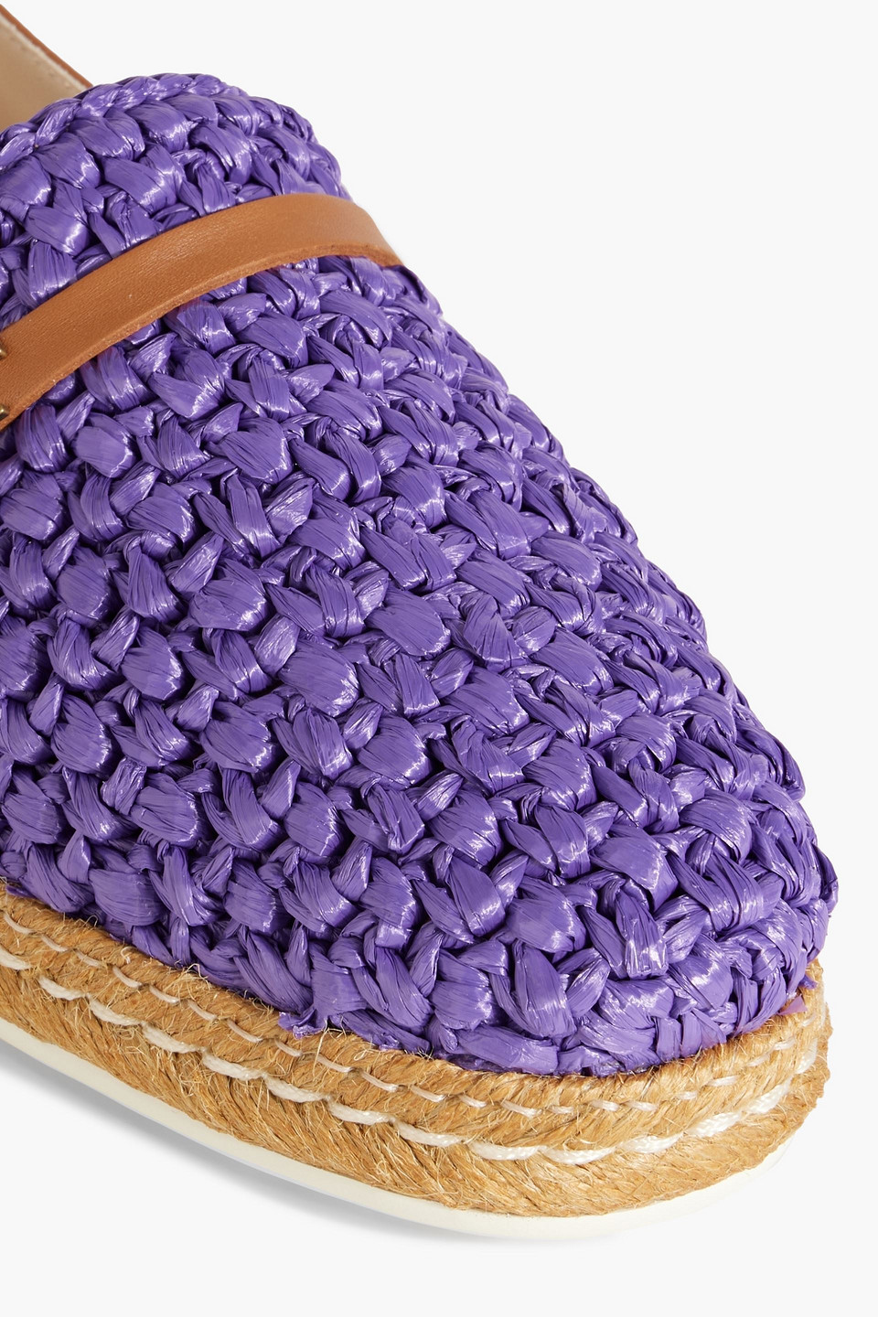 Tod's Leather And Raffia Espadrilles In Purple