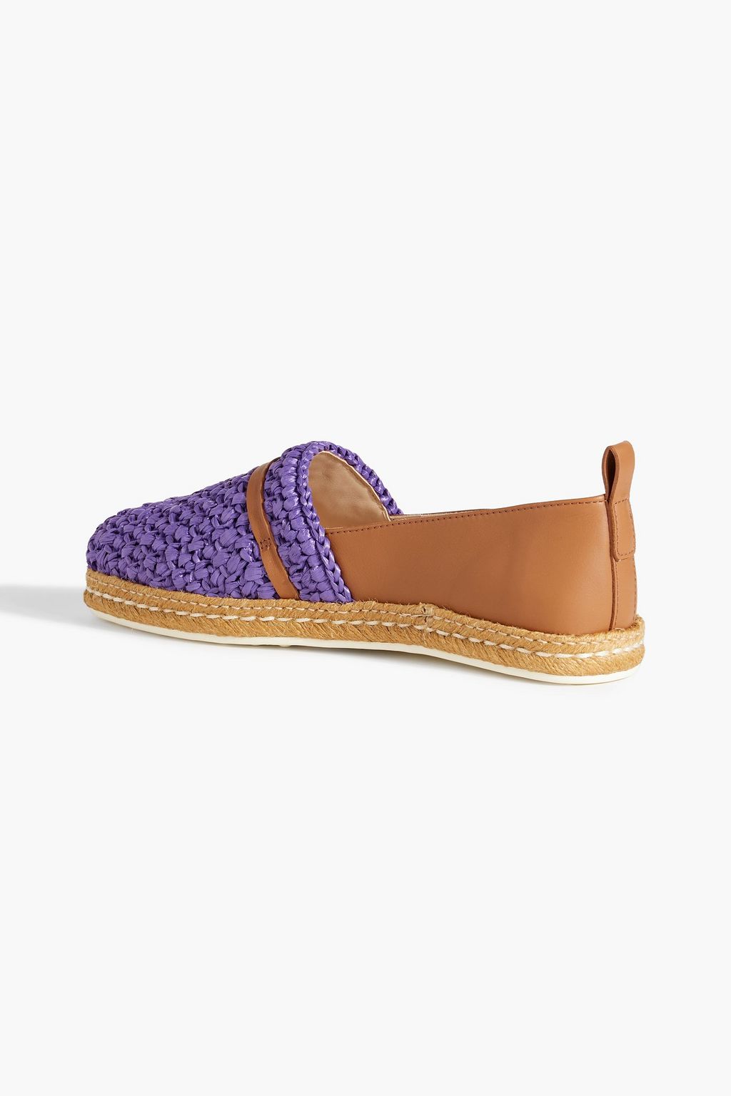 TOD'S Leather and raffia espadrilles