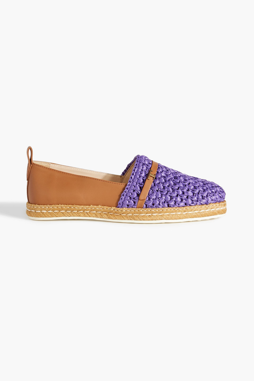 Tod's Leather And Raffia Espadrilles In Purple