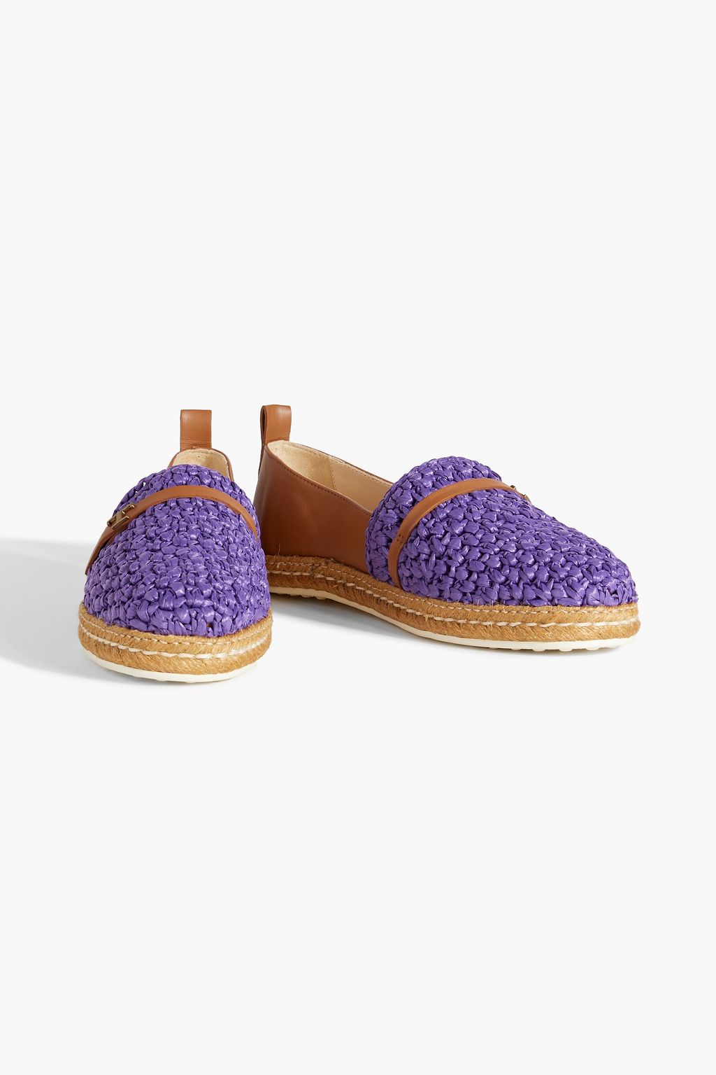 TOD'S Leather and raffia espadrilles