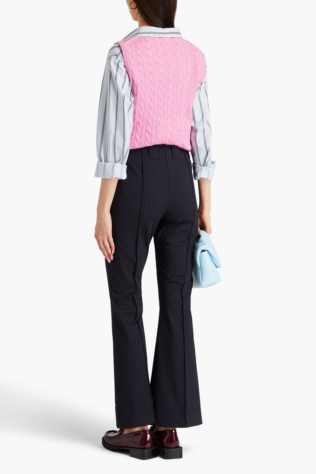 GANNI Pinstriped twill bootcut pants