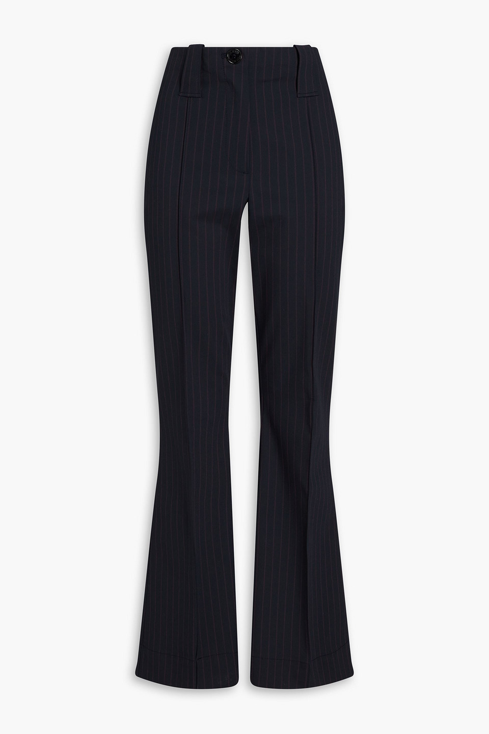 Ganni Navy Striped Trousers In Midnight Blue