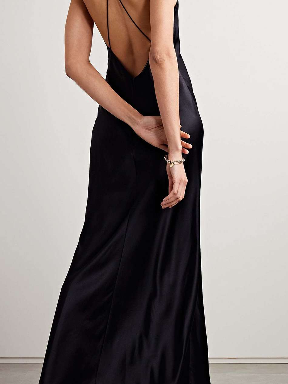 marianne draped open-back silk-charmeuse gown