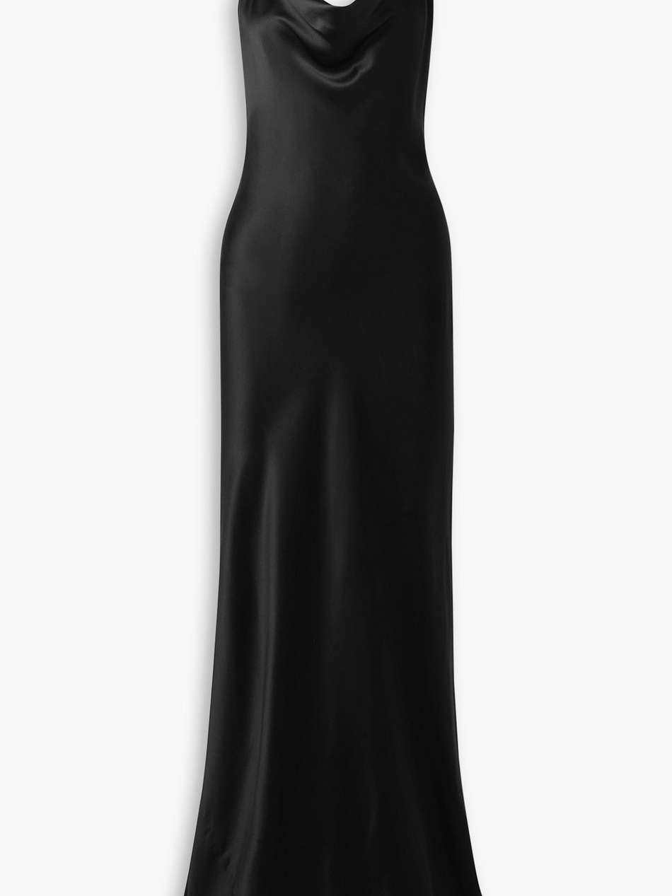 marianne draped open-back silk-charmeuse gown