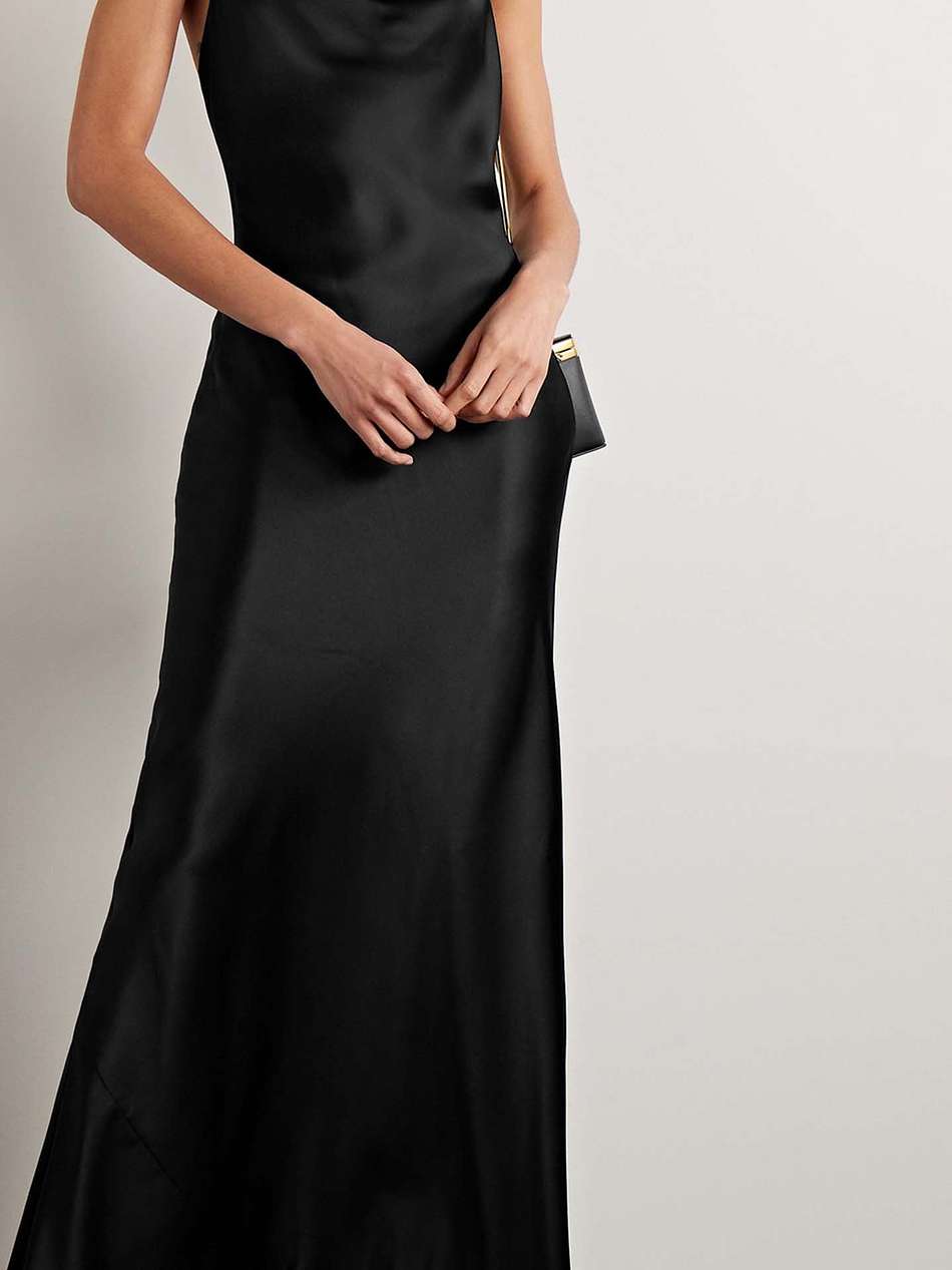 marianne draped open-back silk-charmeuse gown