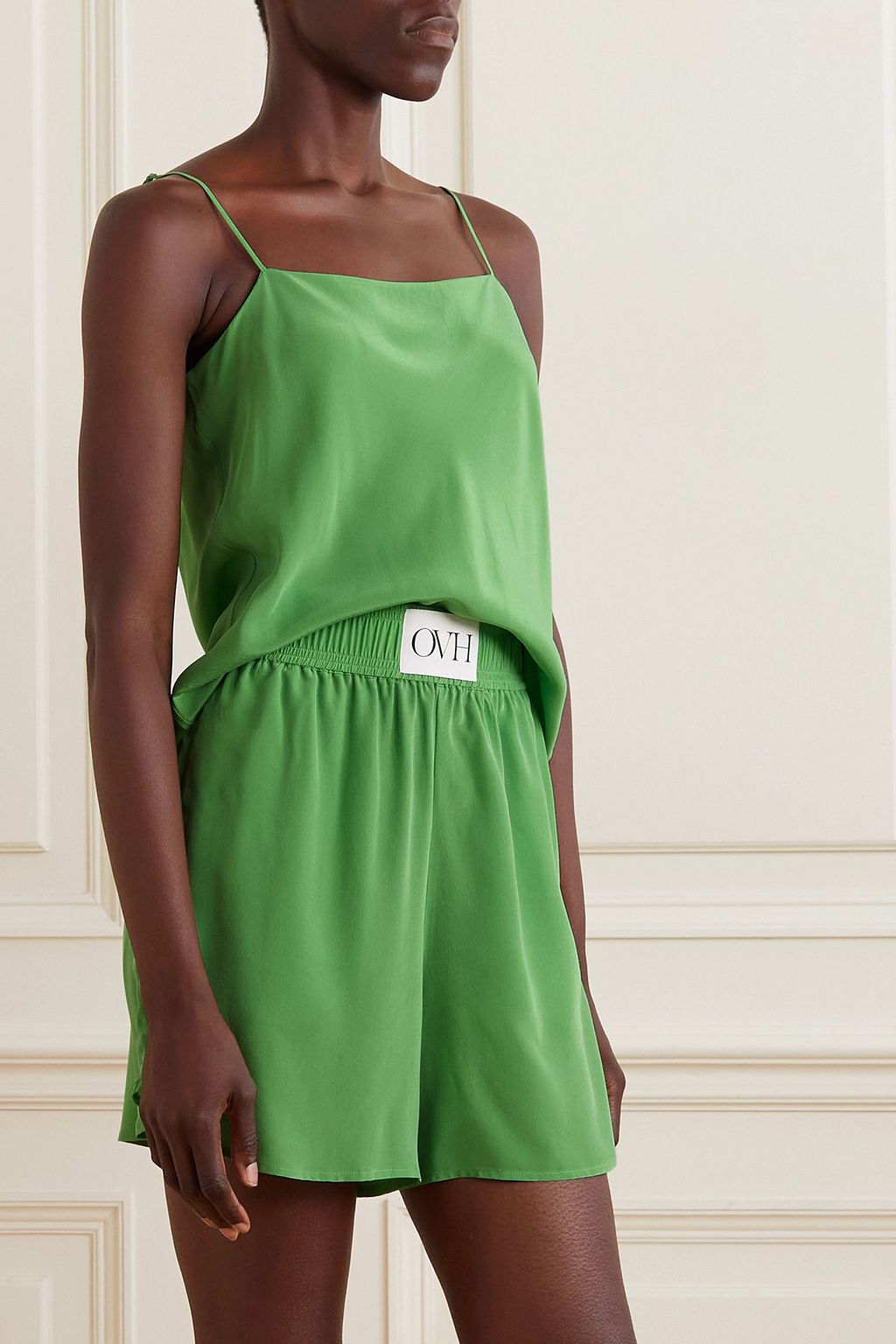 OLIVIA VON HALLE Calypso silk crepe de chine pajama set