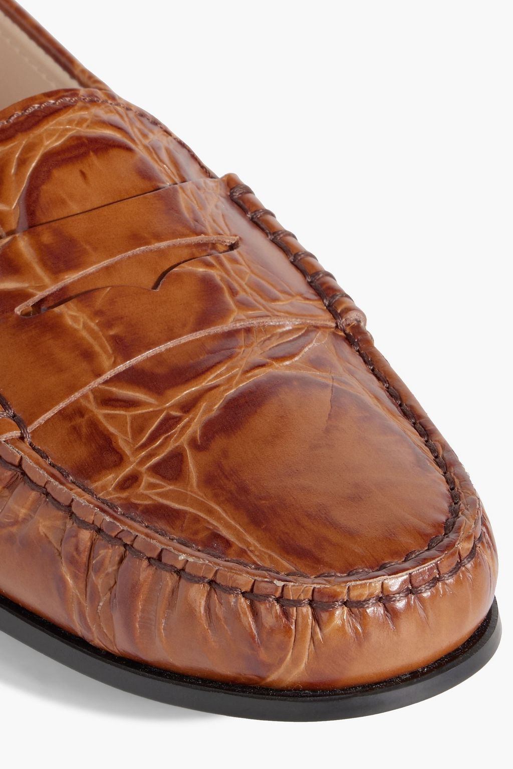 TOD'S Croc-effect leather loafers