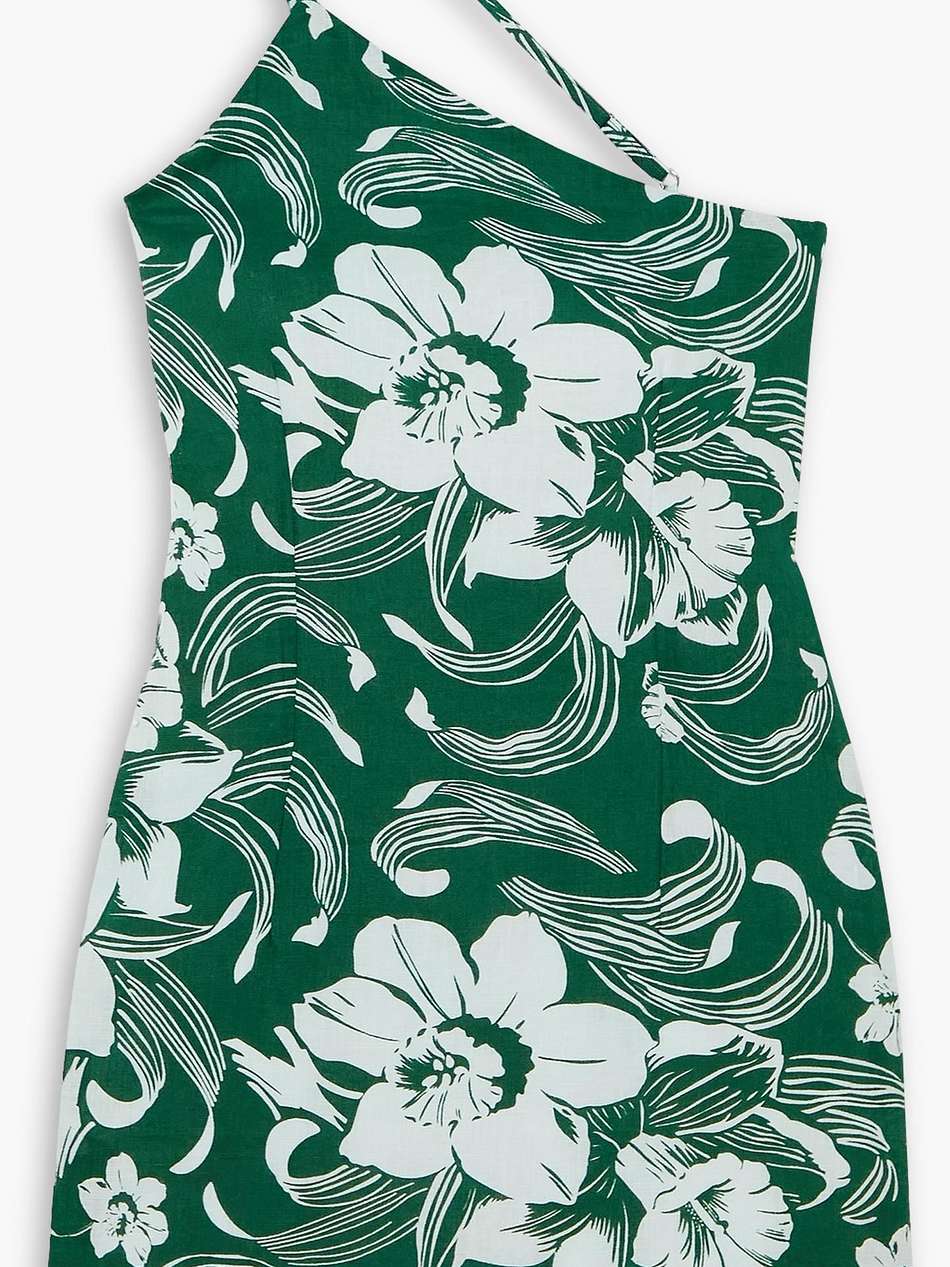 zippora one-shoulder floral-print linen-gauze mini dress