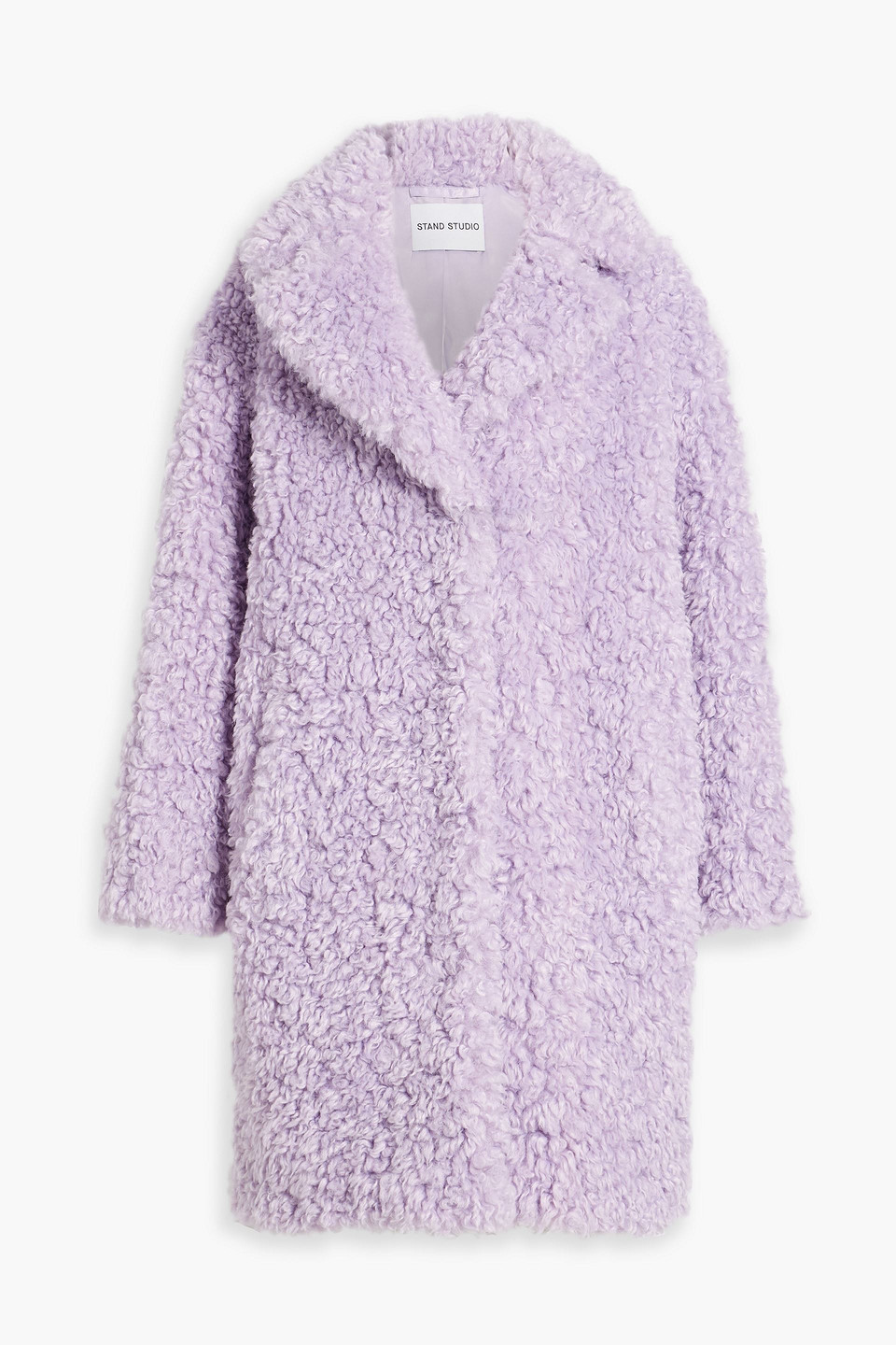 Stand Studio Camille Faux Shearling Coat In Lavender