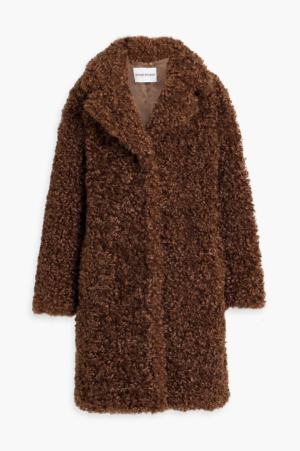 Stand Studio Camille Faux Shearling Coat In Brown