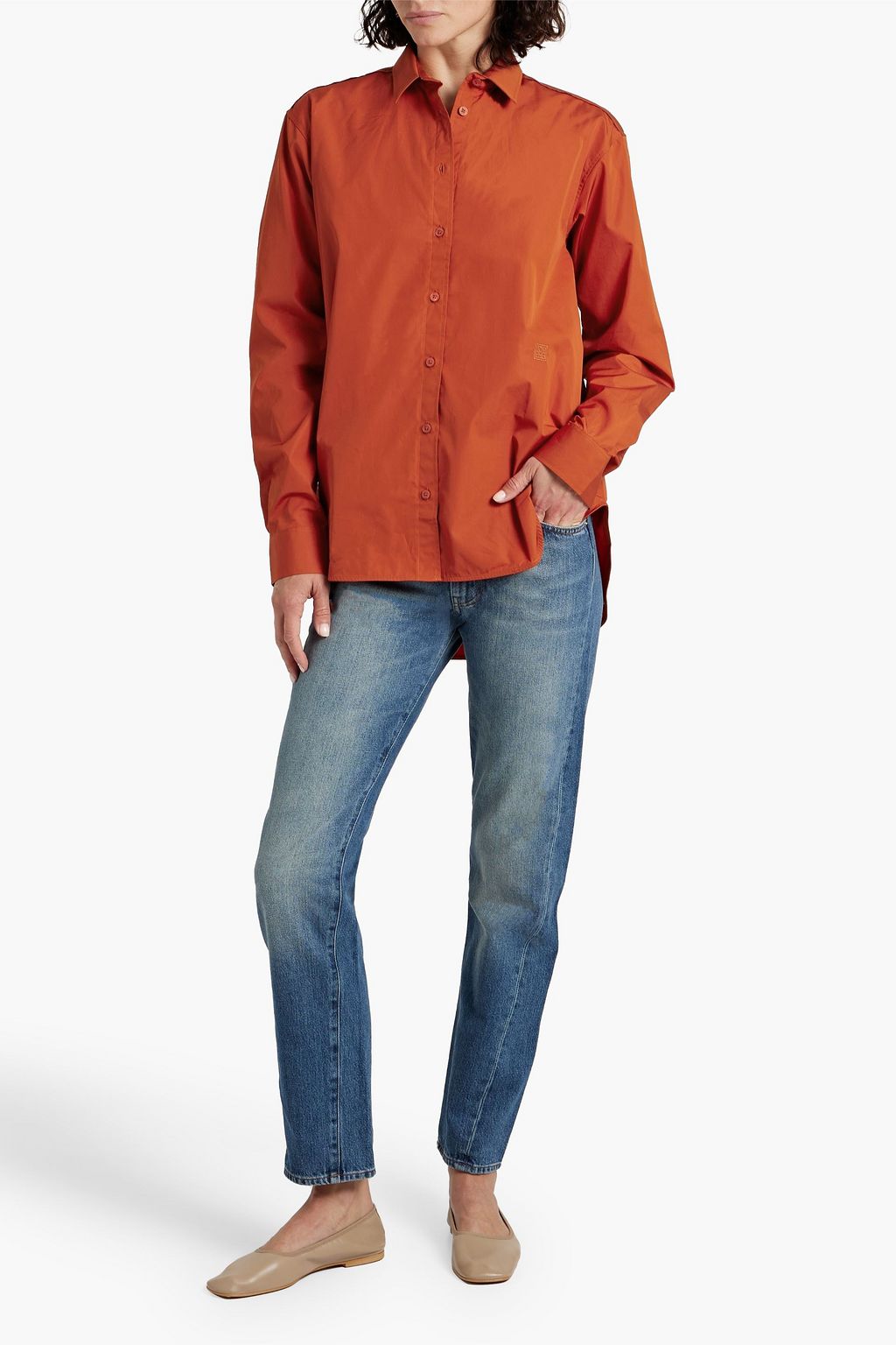 TOTEME Embroidered cotton-poplin shirt