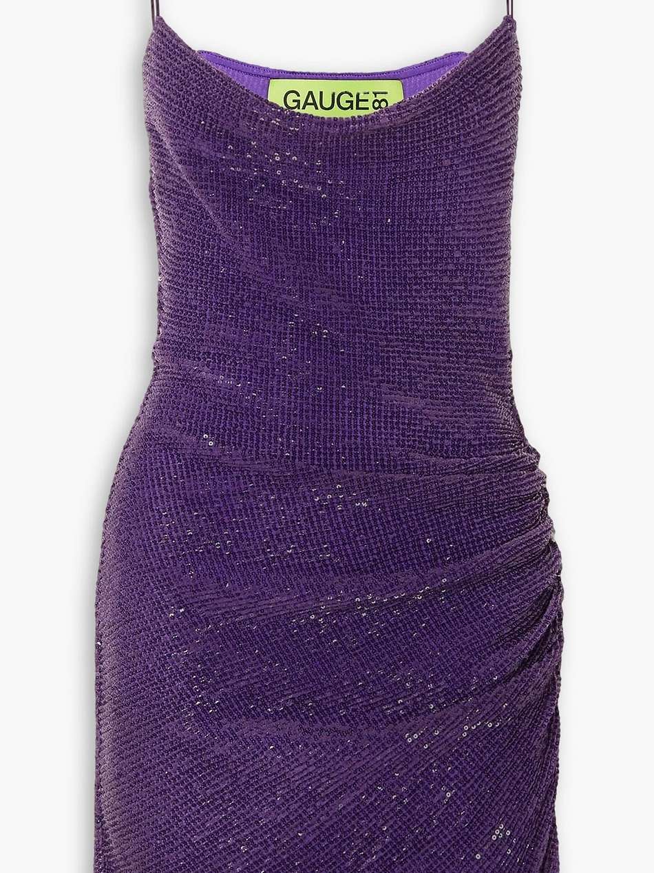 perry ruched sequined tulle mini dress
