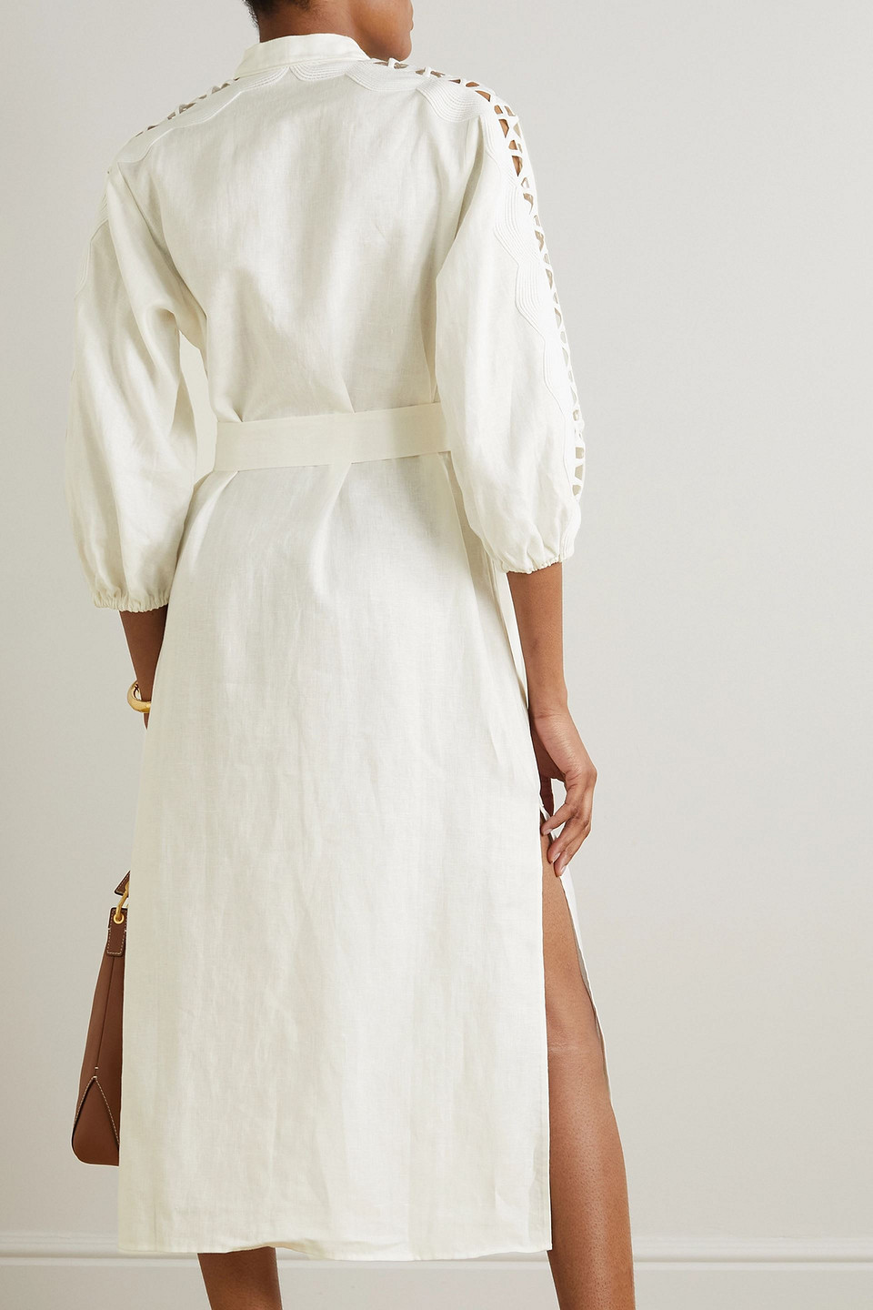 Oroton Geo Ric Rac linen and lace midi dress | Smart Closet