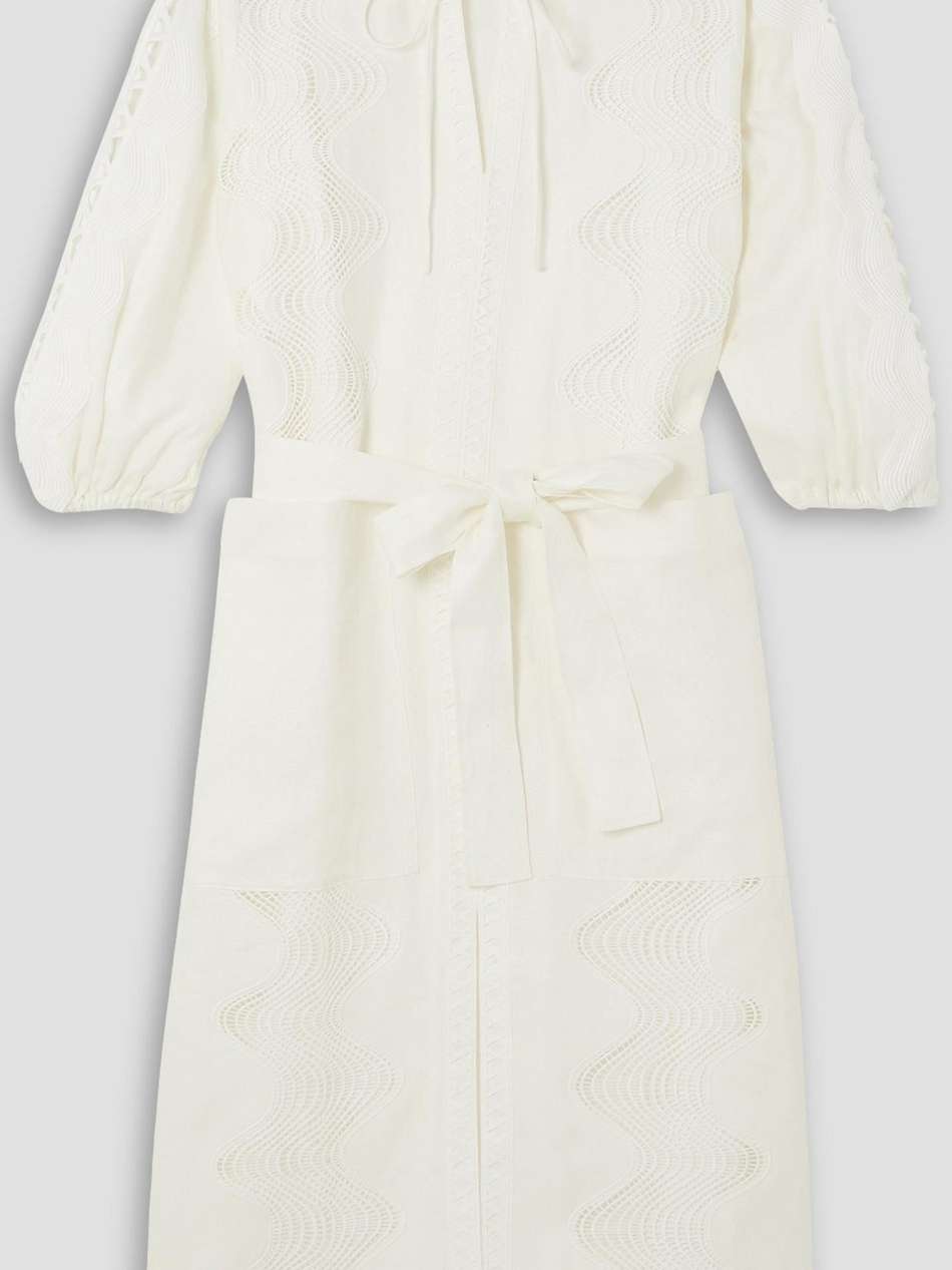 geo ric rac linen and lace midi dress