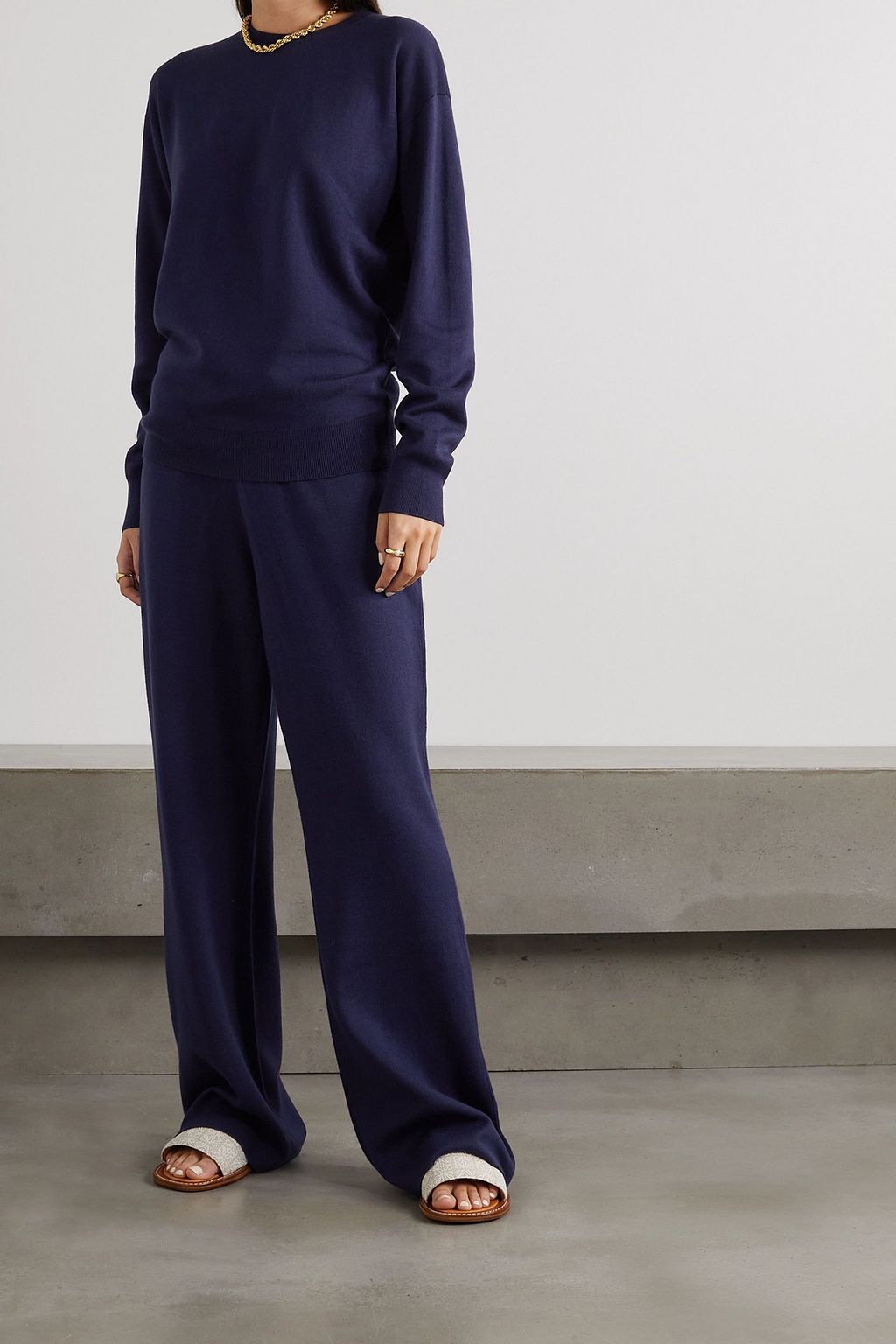 OLIVIA VON HALLE Carmel silk and cashmere-blend sweatshirt and track pants set