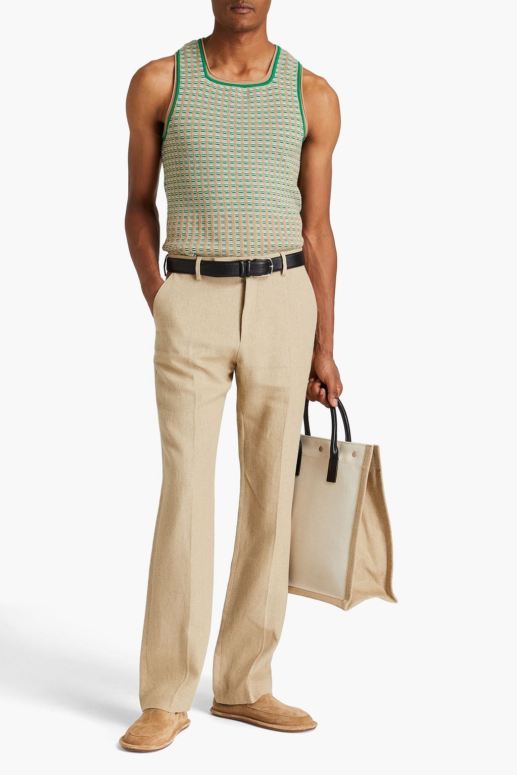 JACQUEMUS Jacquard-knit cotton-blend tank