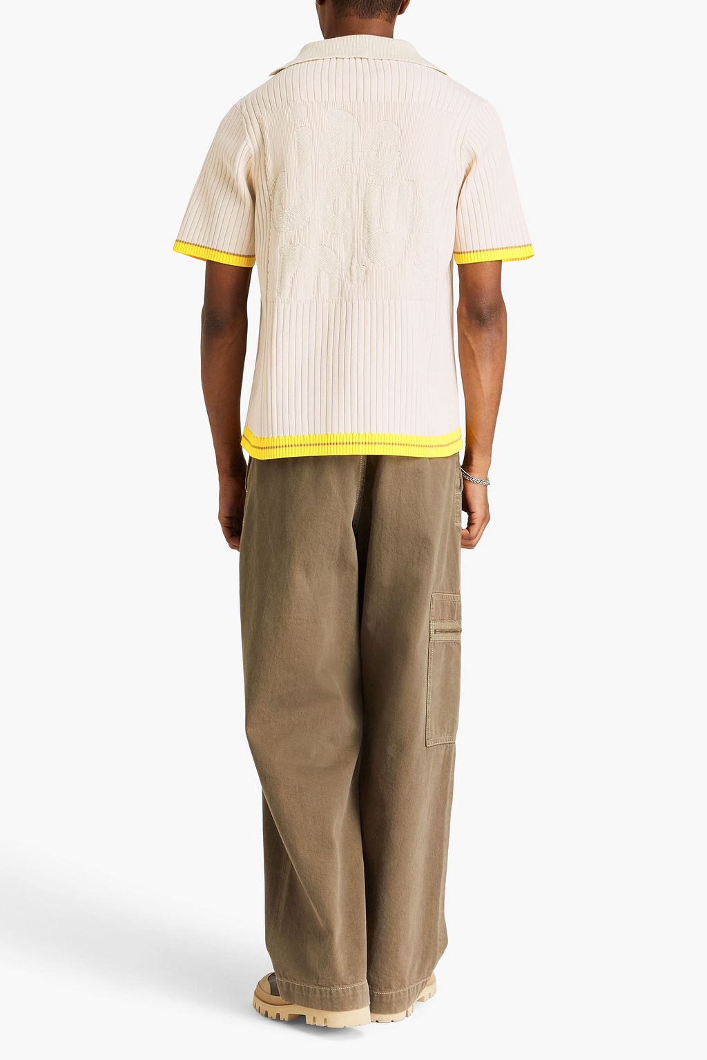 JACQUEMUS 리브 자카드 니트 폴로 셔츠