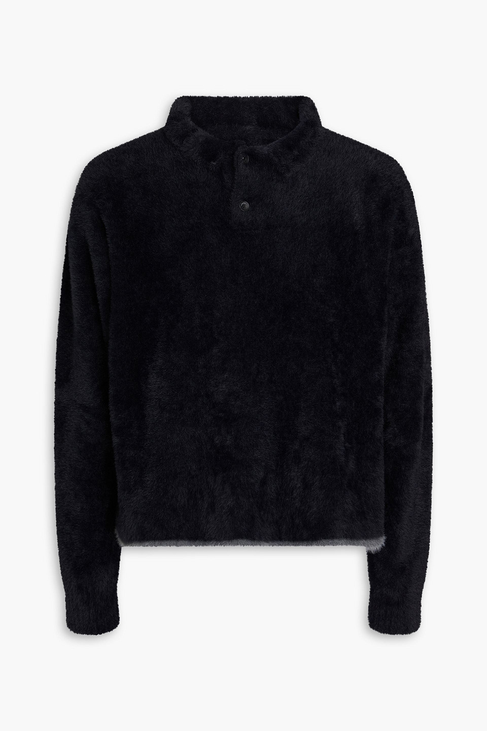 Jacquemus Brushed Knitted Polo Sweater In Black
