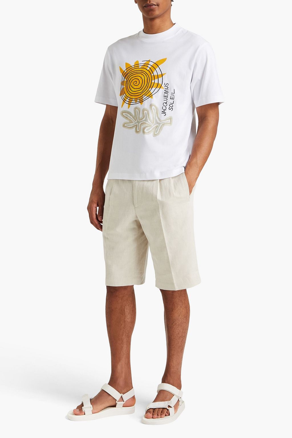 JACQUEMUS Soalheiro embroidered printed cotton-jersey T-shirt