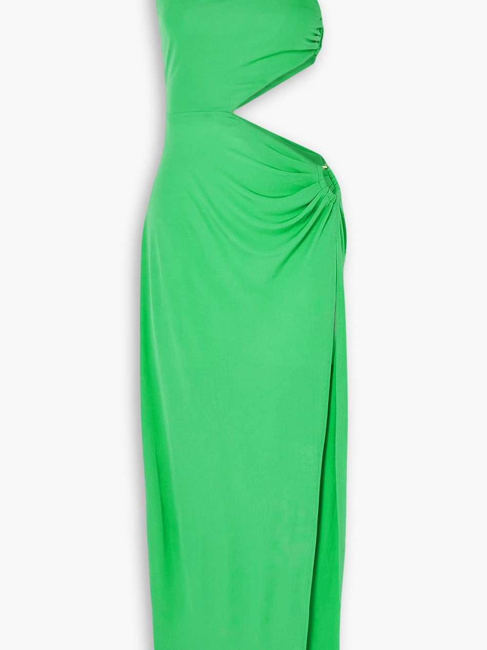 one-shoulder cutout stretch-jersey maxi dress