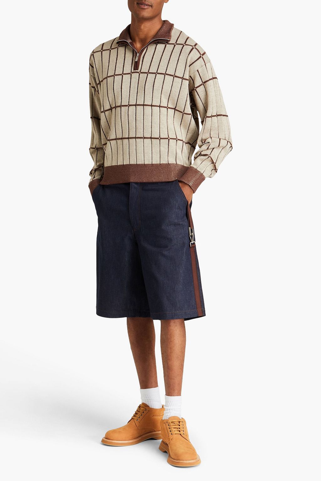 JACQUEMUS De-Nîmes Cuerda buckle-embellished denim shorts | THE OUTNET