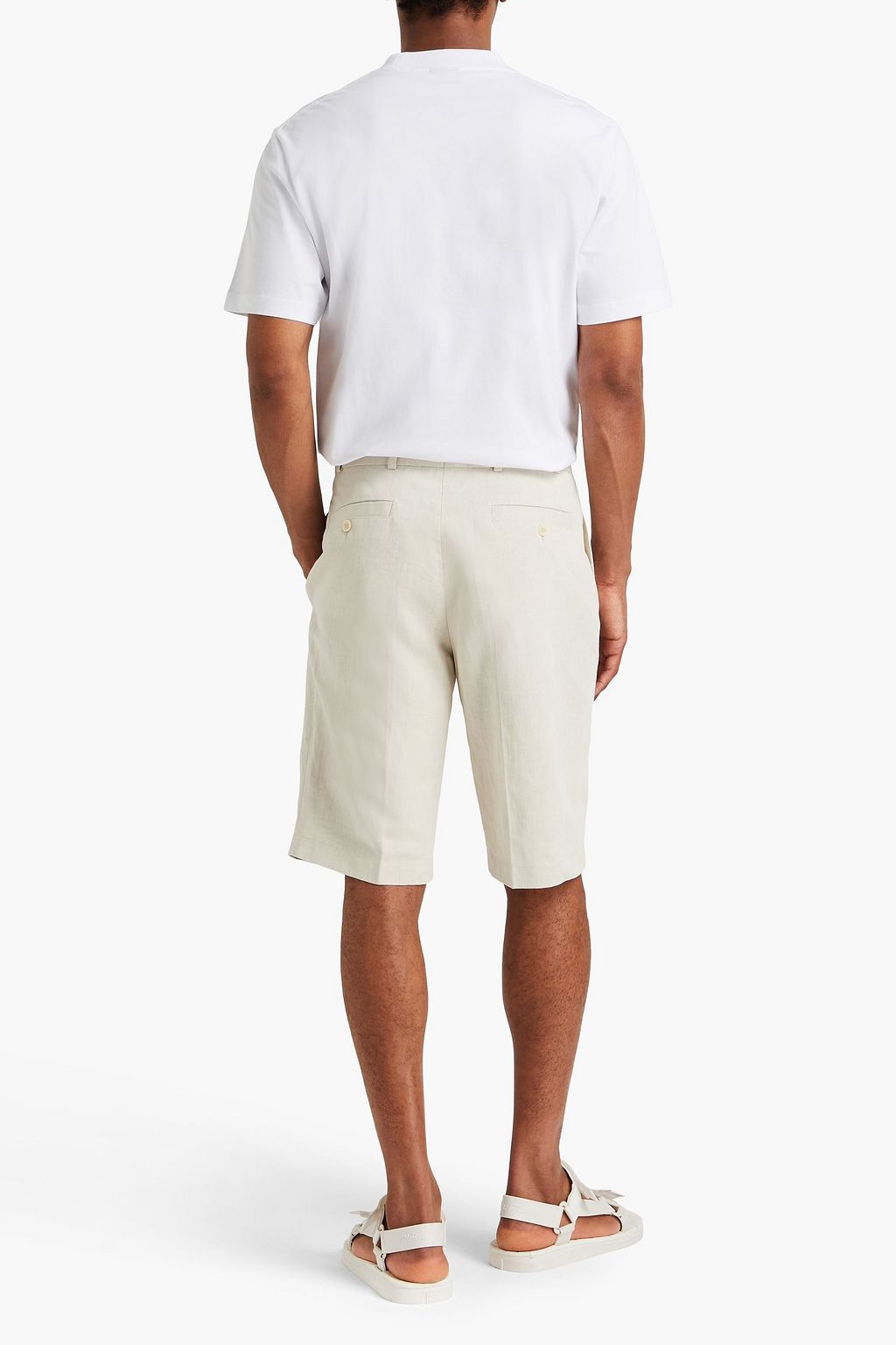 JACQUEMUS Rond Carré pleated cotton and linen-blend twill chino shorts