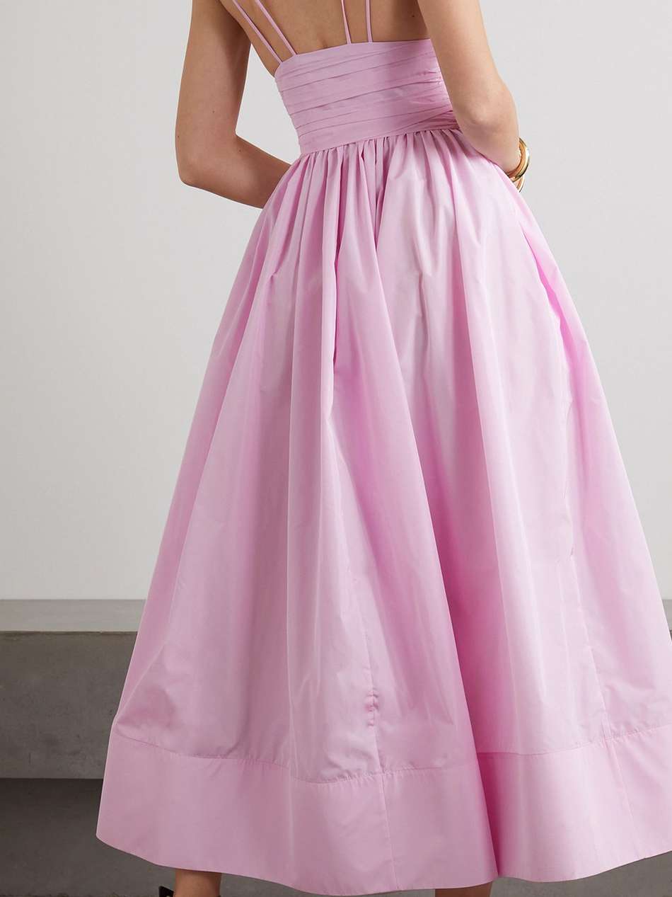 gathered crepe midi dress
