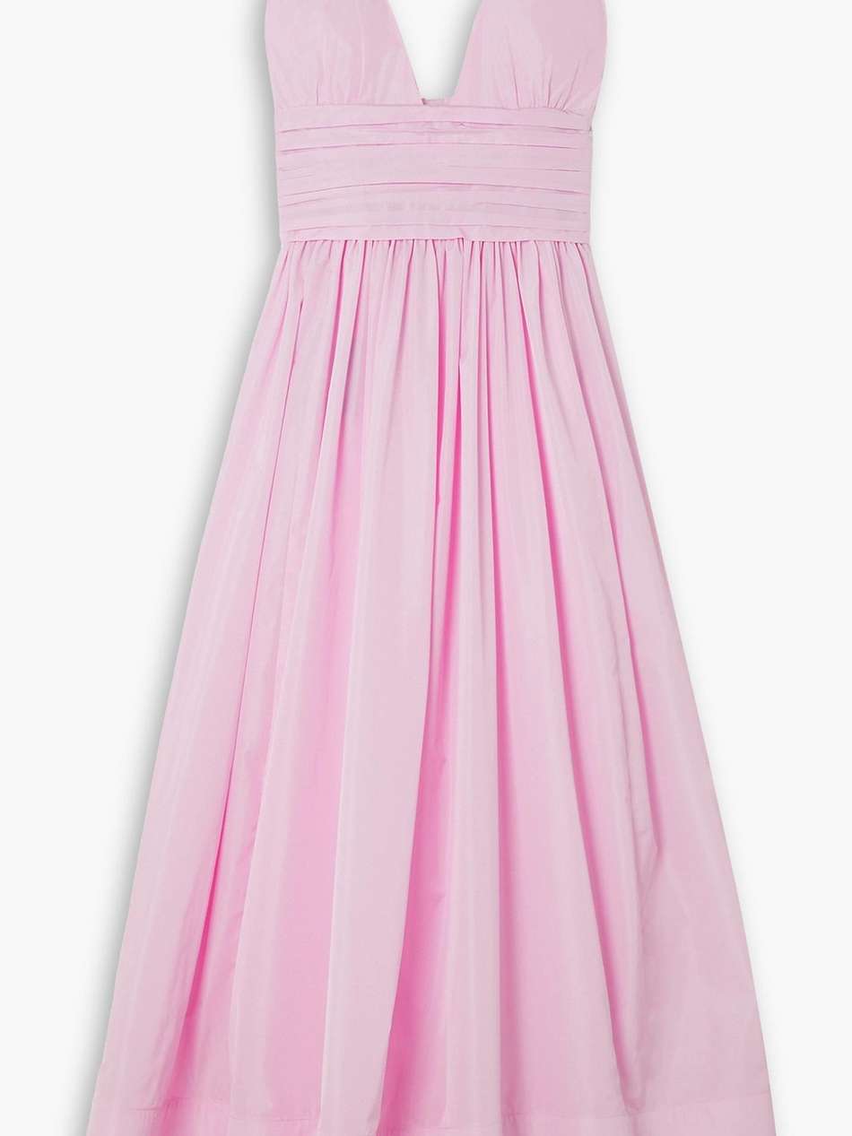 gathered crepe midi dress