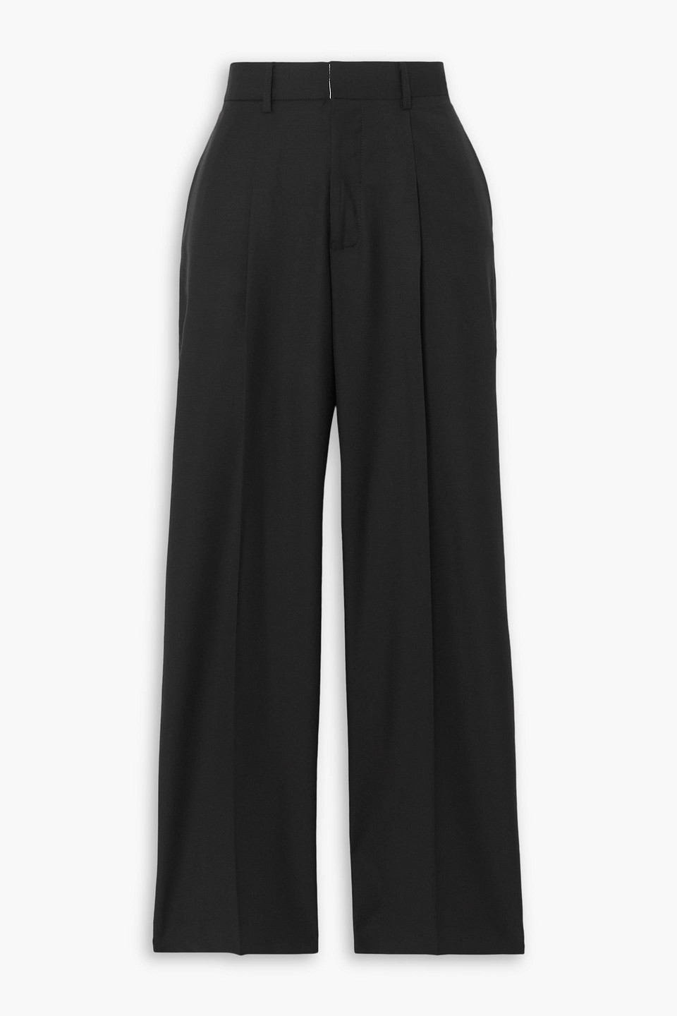 Beare Park Cropped Pleated Wool Wide-leg Pants In Black