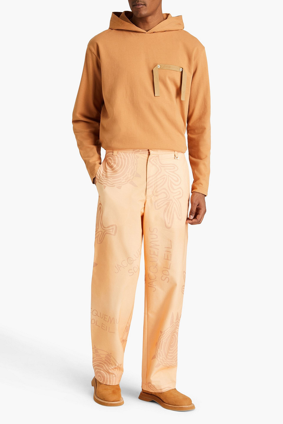 Jacquemus Banho Printed Cotton-canvas Pants In Pastel Orange