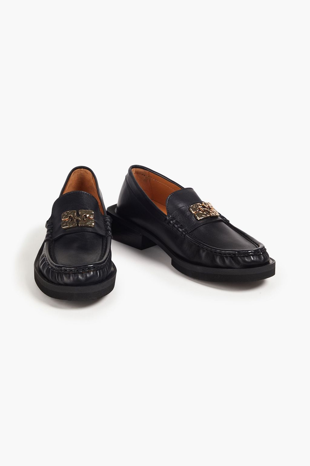 GANNI Embellished leather loafers