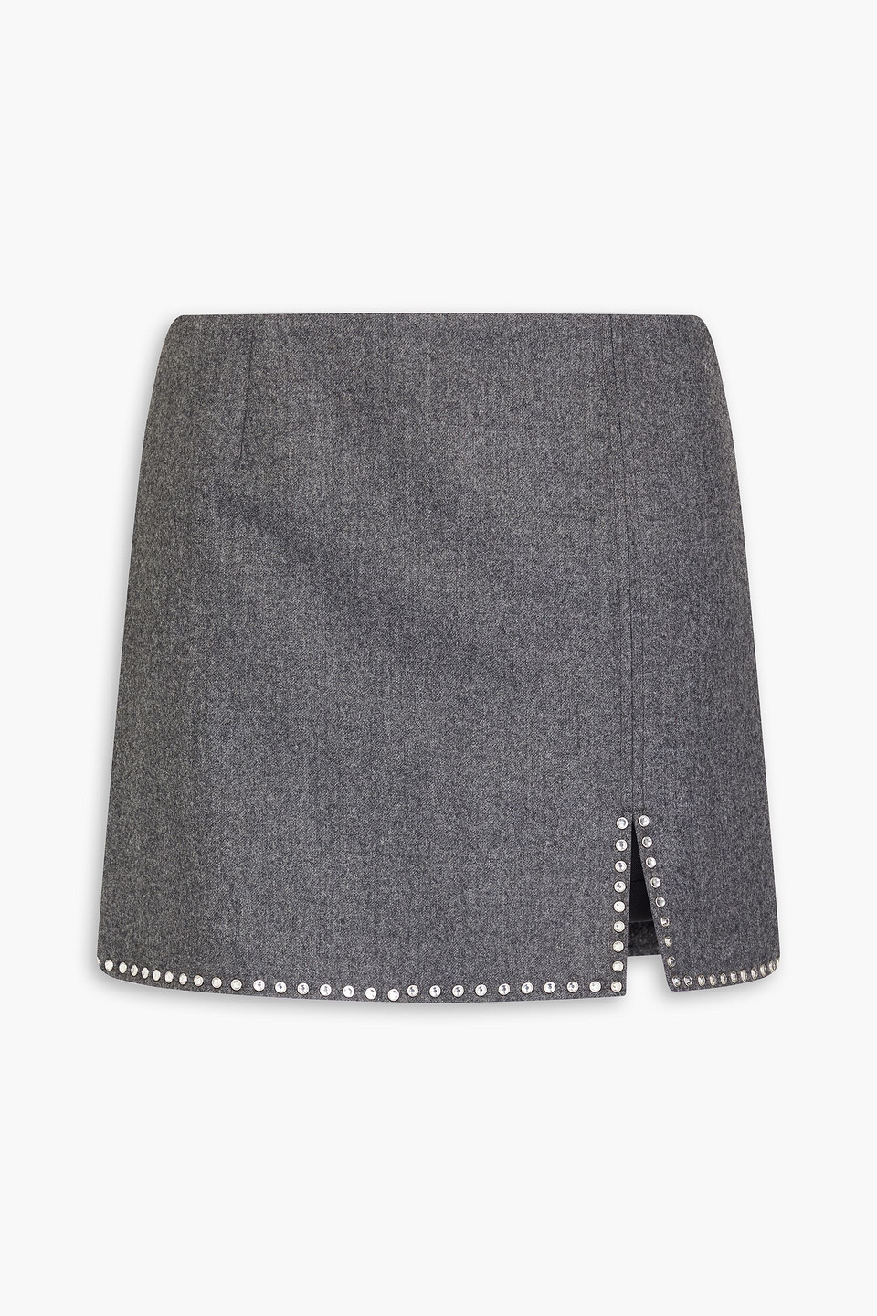 Sandro Crystal Wool-twill Mini Skirt In Grey