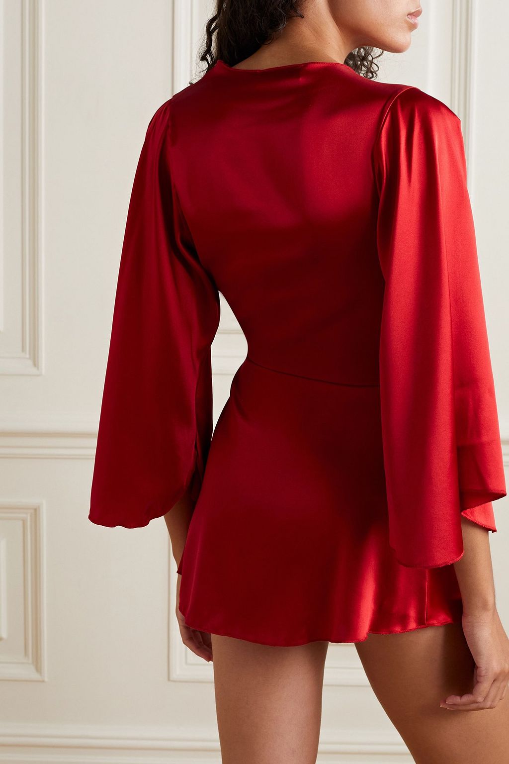 FLEUR DU MAL Angel belted stretch-silk satin robe