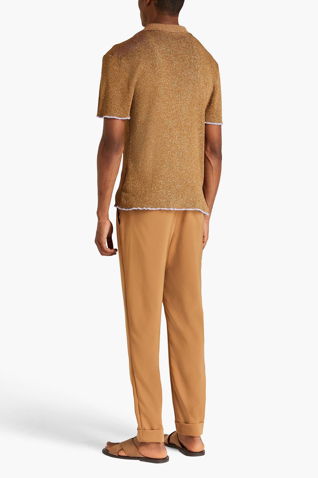 JACQUEMUS Prata metallic ribbed-knit shirt