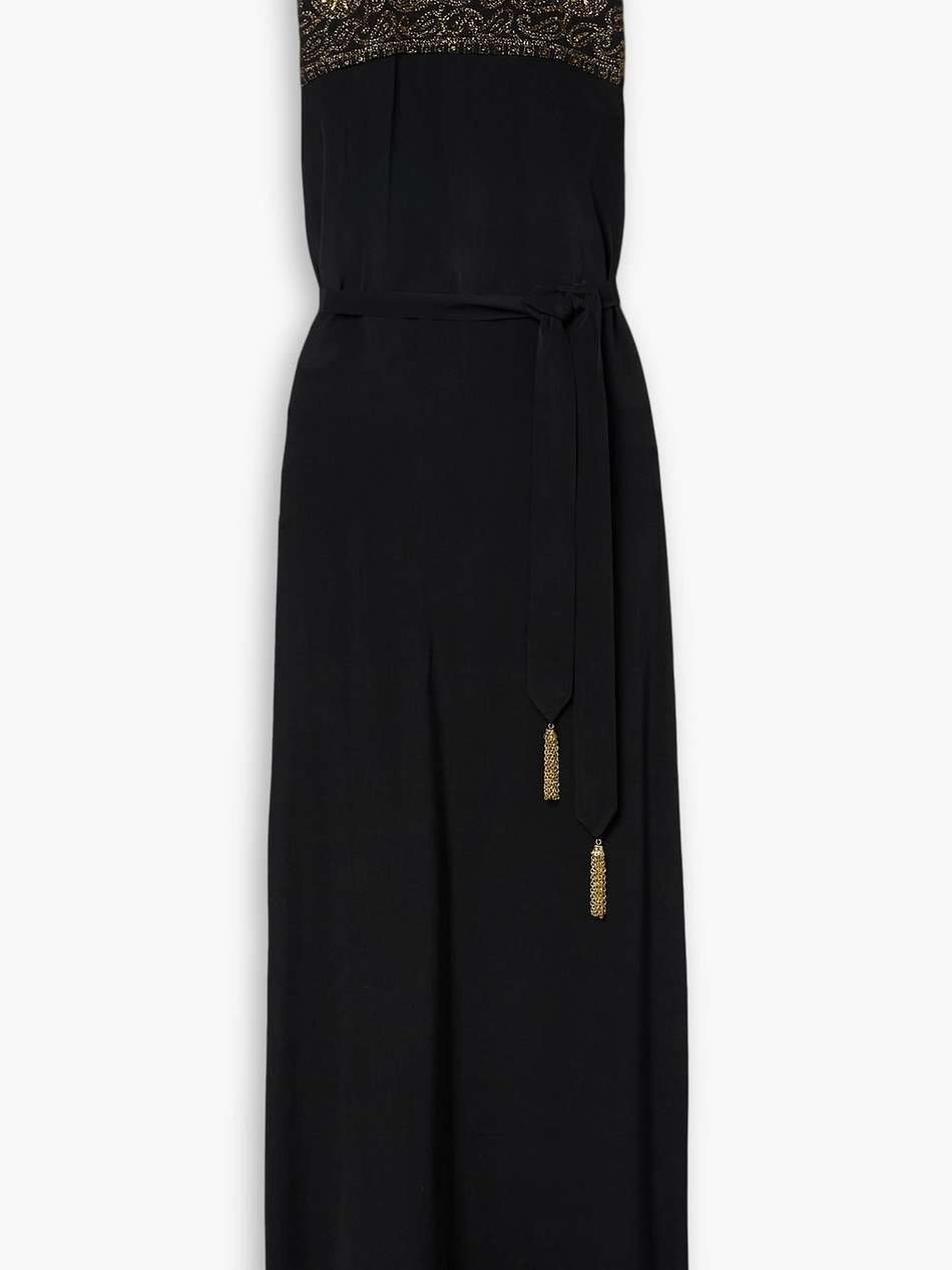 juju belted metallic embroidered silk-crepe maxi dress