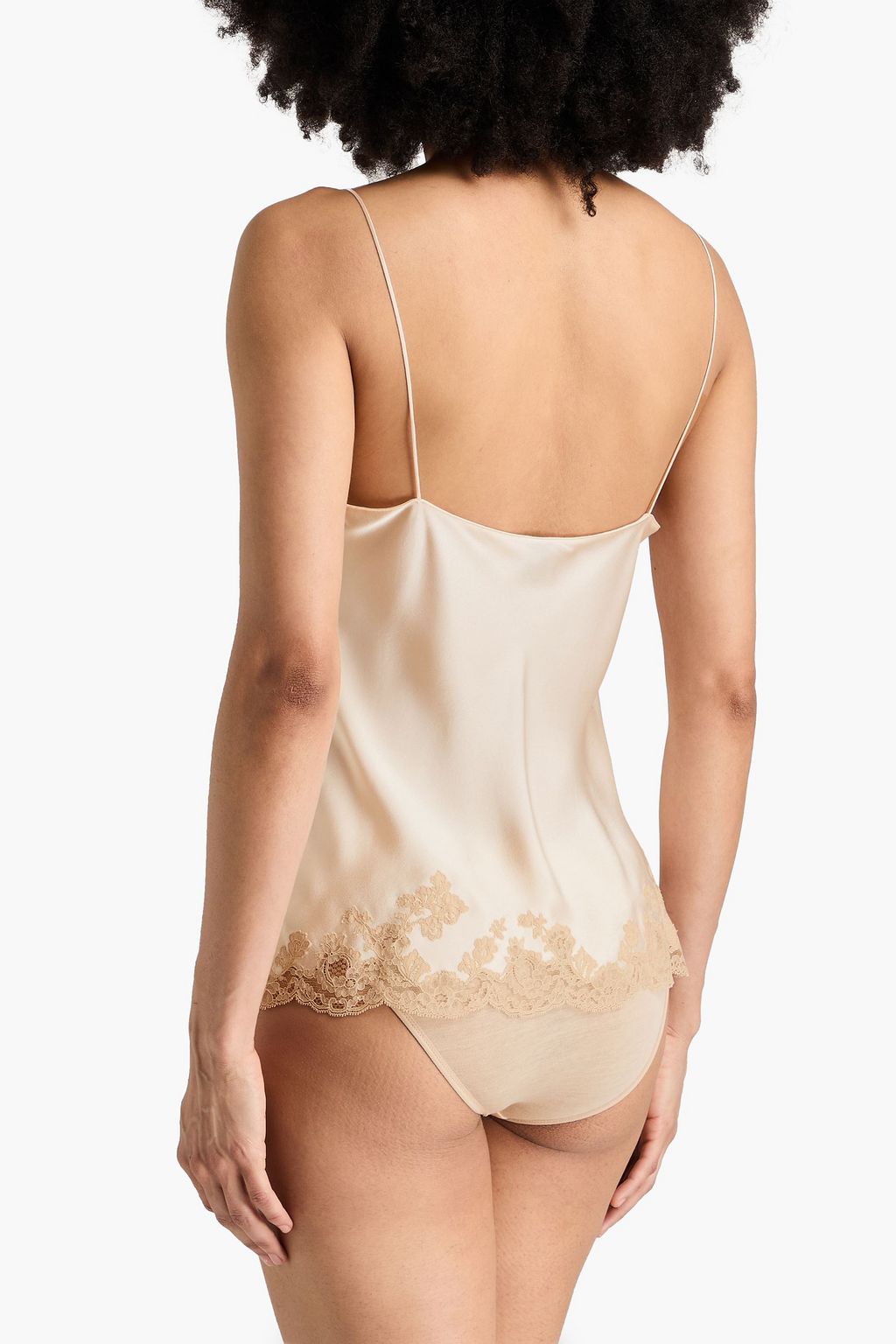 CARINE GILSON كاميسول مصنوع من حرير ساتان بحواف من الدانتيل