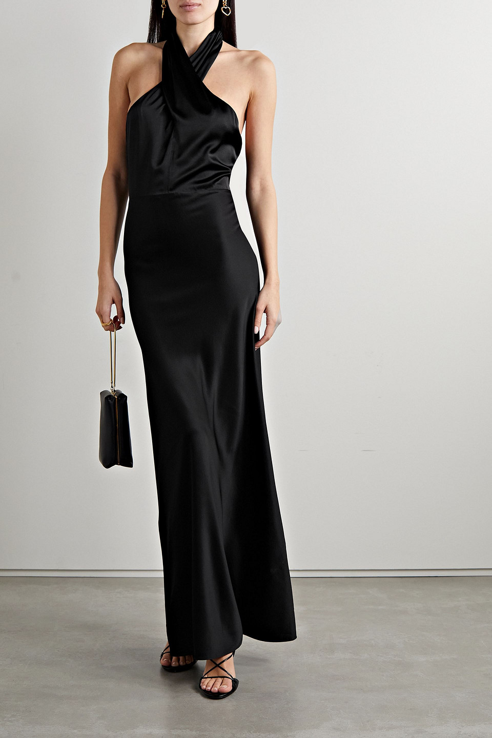 VERONICA BEARD ALBERTA HALTERNECK SATIN MAXI DRESS
