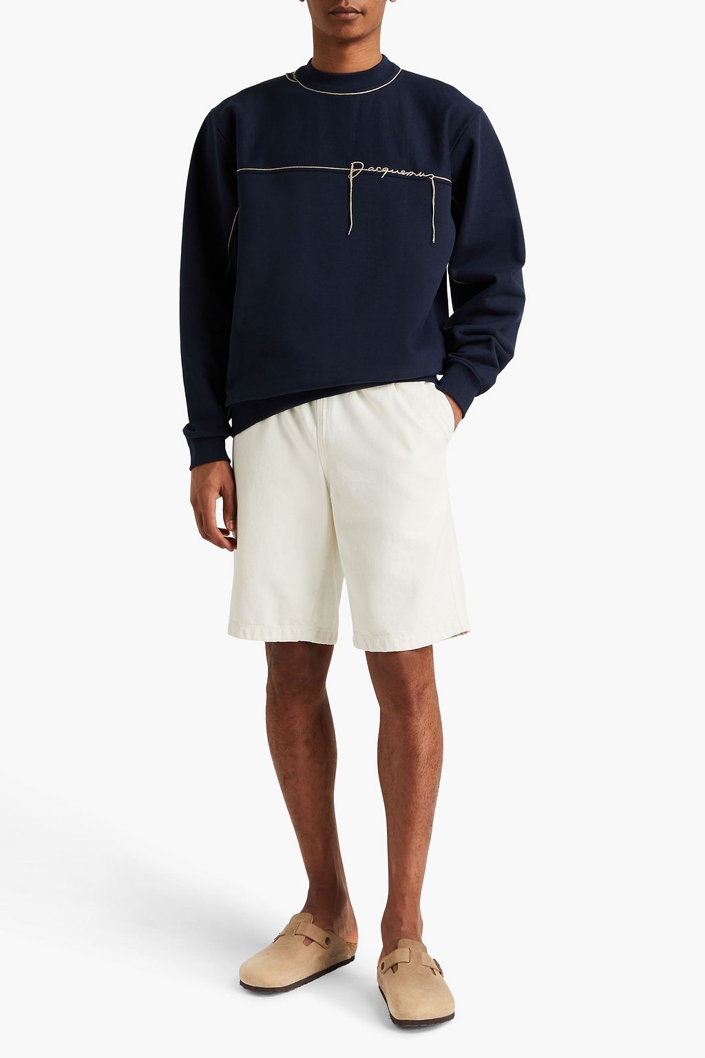 JACQUEMUS Fio embroidered cotton-fleece sweatshirt