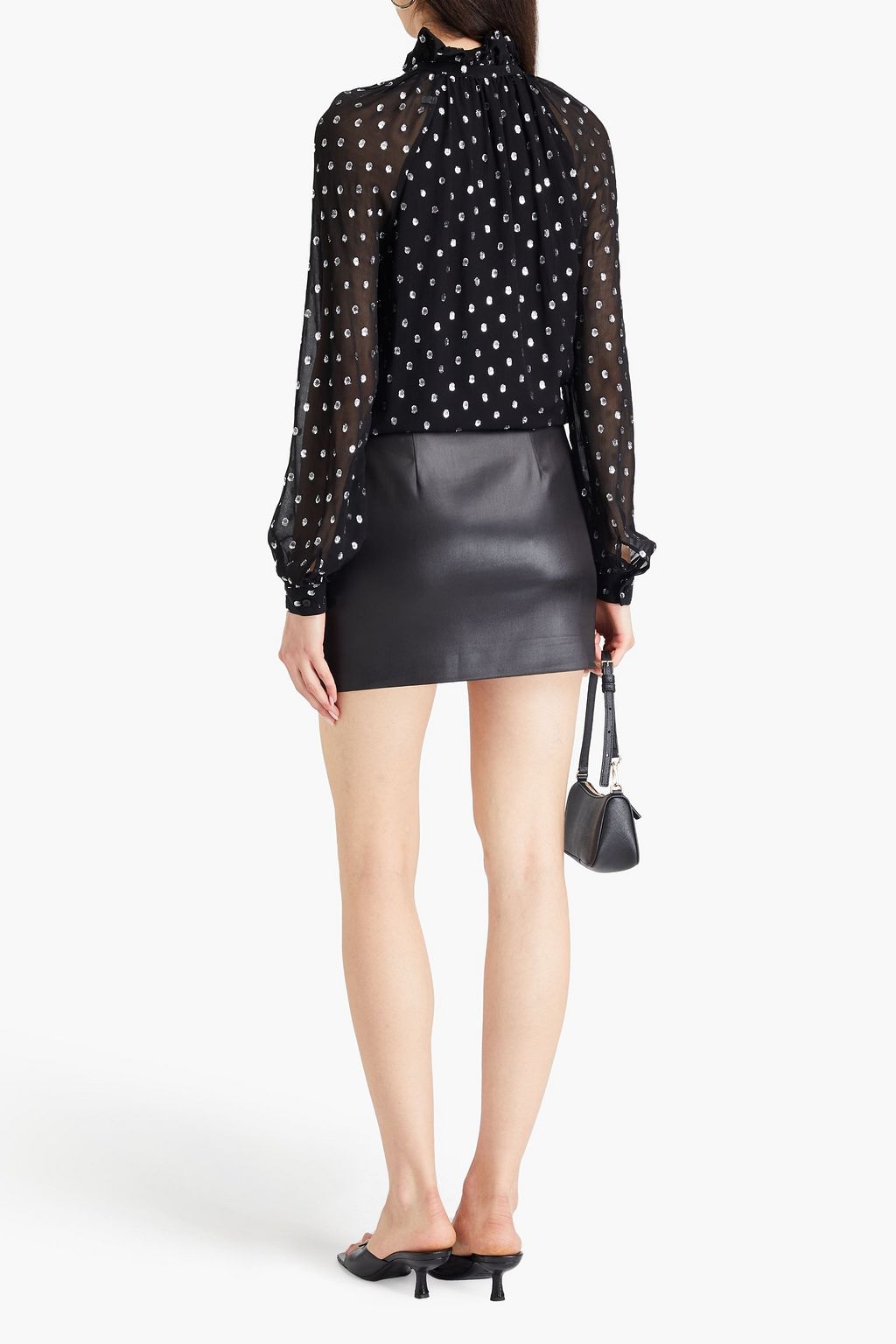 CLAUDIE PIERLOT 폴카 도트 메탈릭 필 쿠페 블라우스