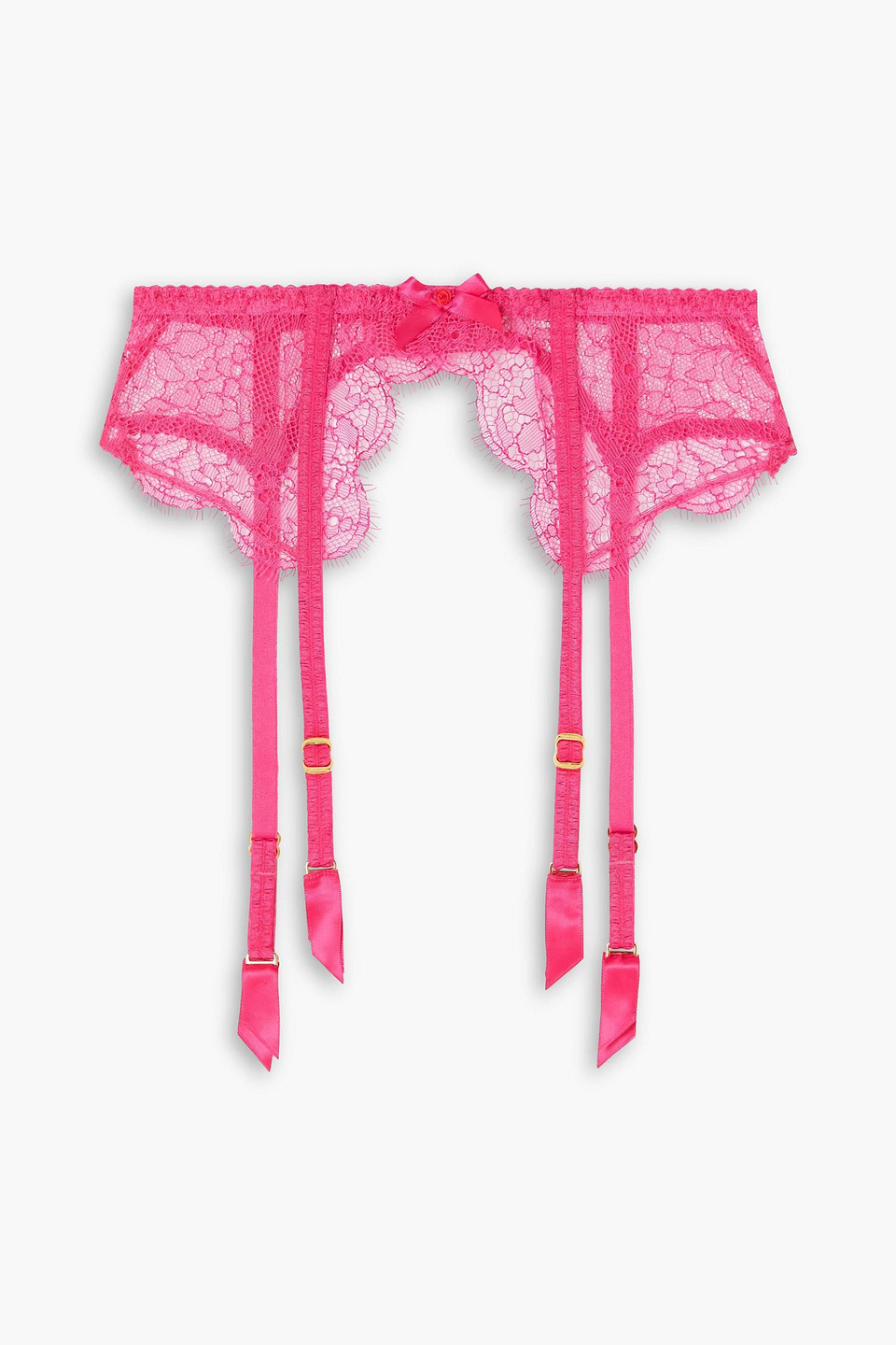 Lorna bow-embellished Leavers lace suspender belt