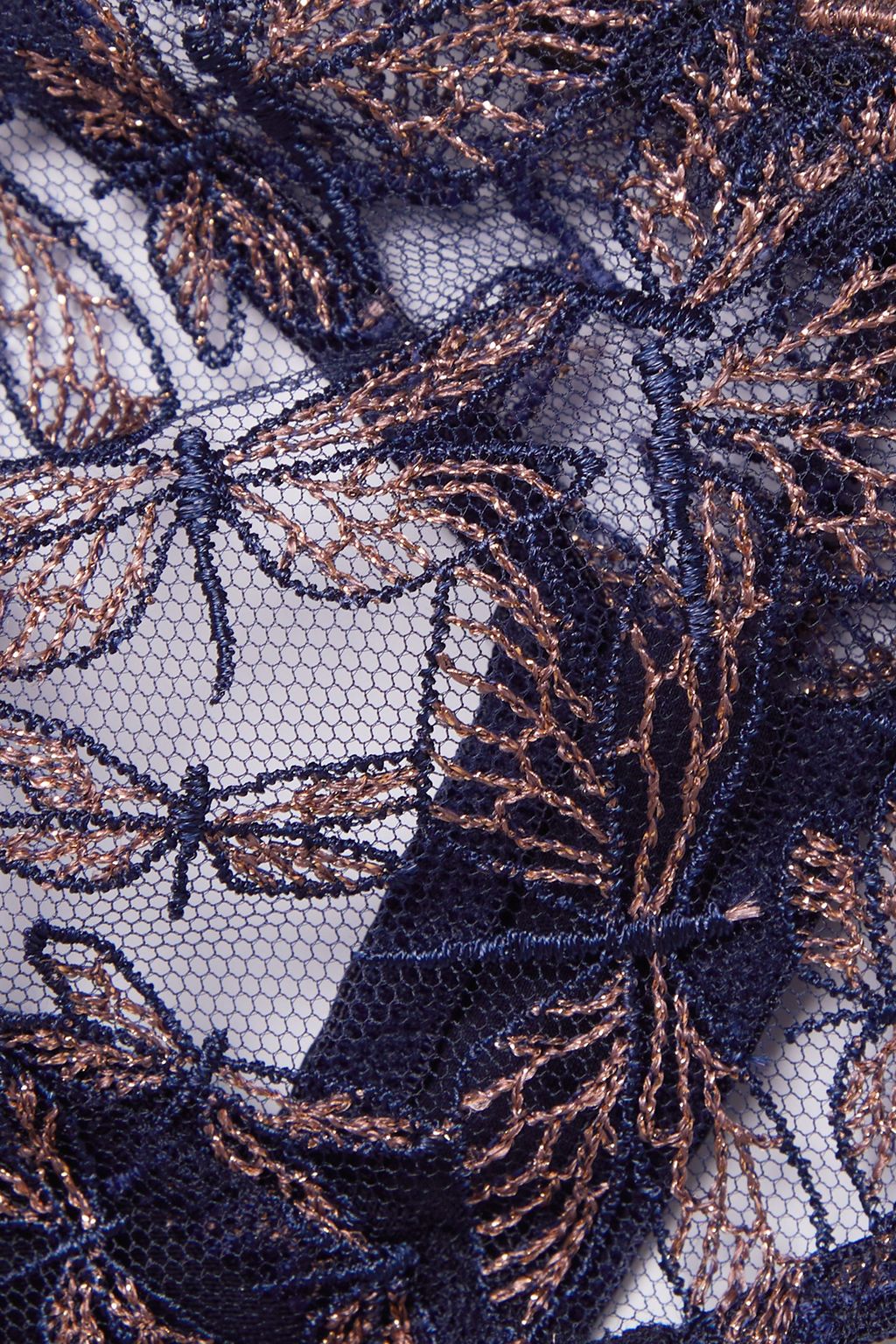 COCO DE MER Odonata scalloped embroidered metallic tulle thong