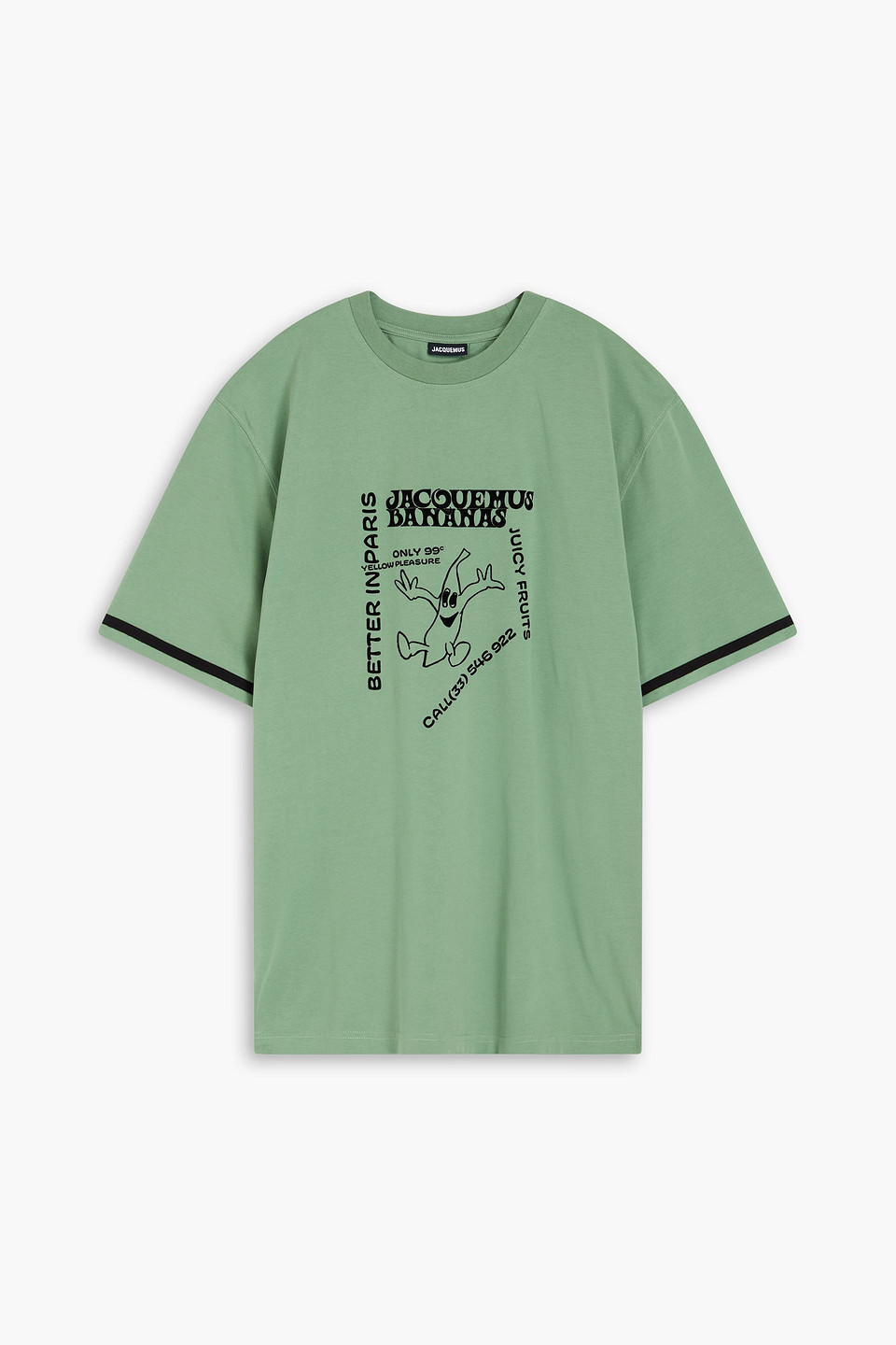 Jacquemus Flocked Cotton-jersey T-shirt In Grey Green