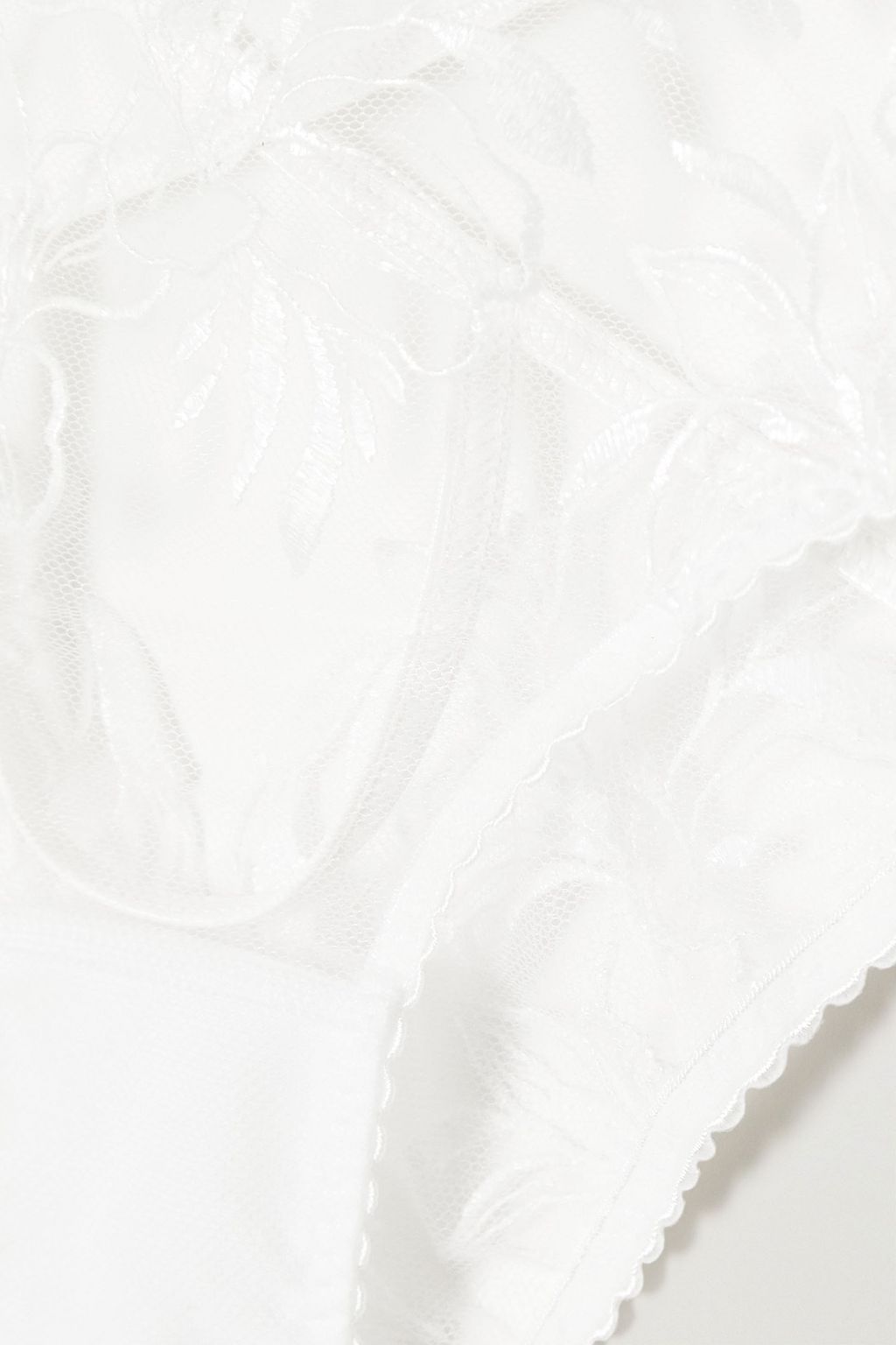 AGENT PROVOCATEUR Ozella PVC-trimmed embroidered stretch-tulle briefs