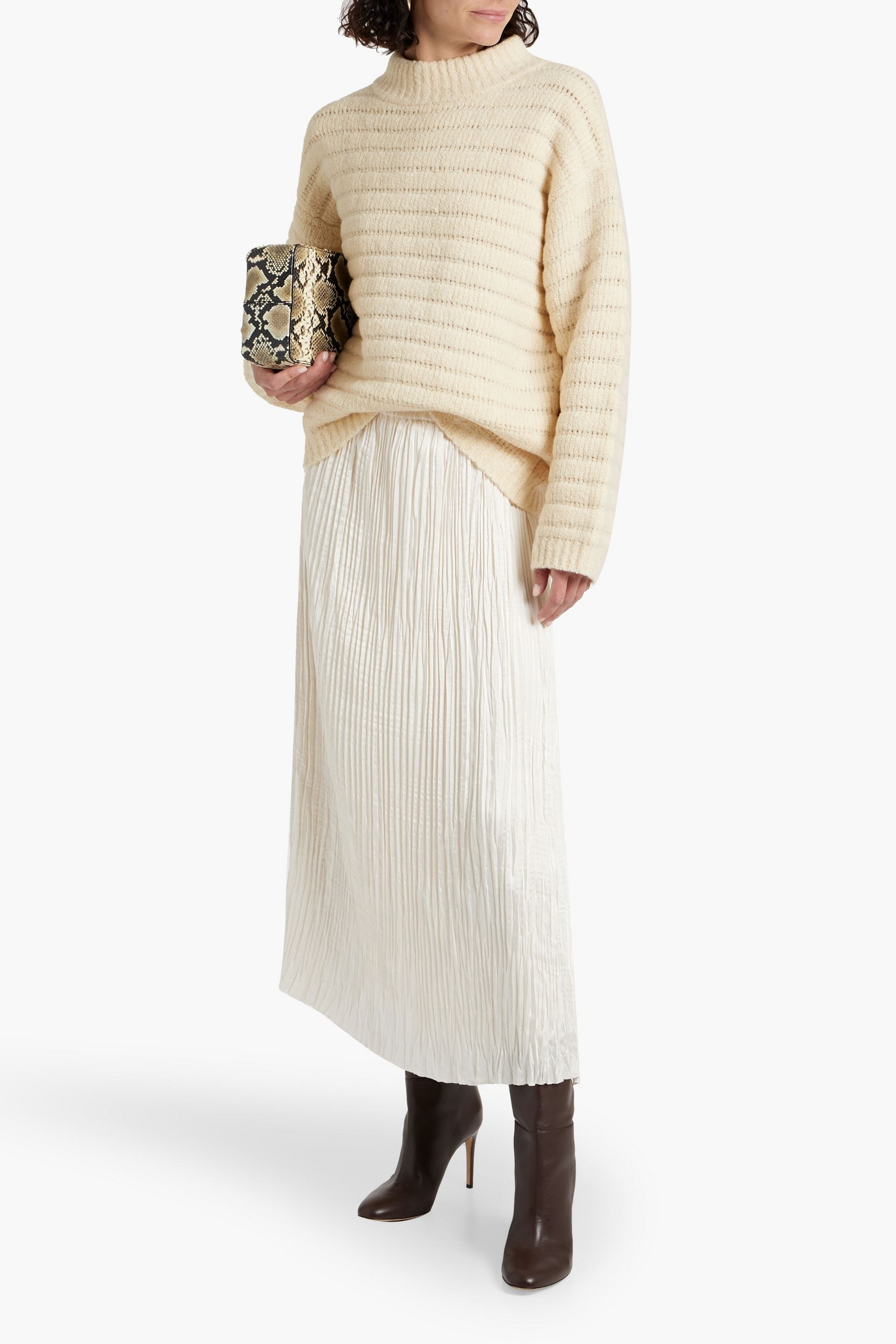 Loulou Studio Calton ribbed pointelle-knit merino wool-blend turtleneck sweater
